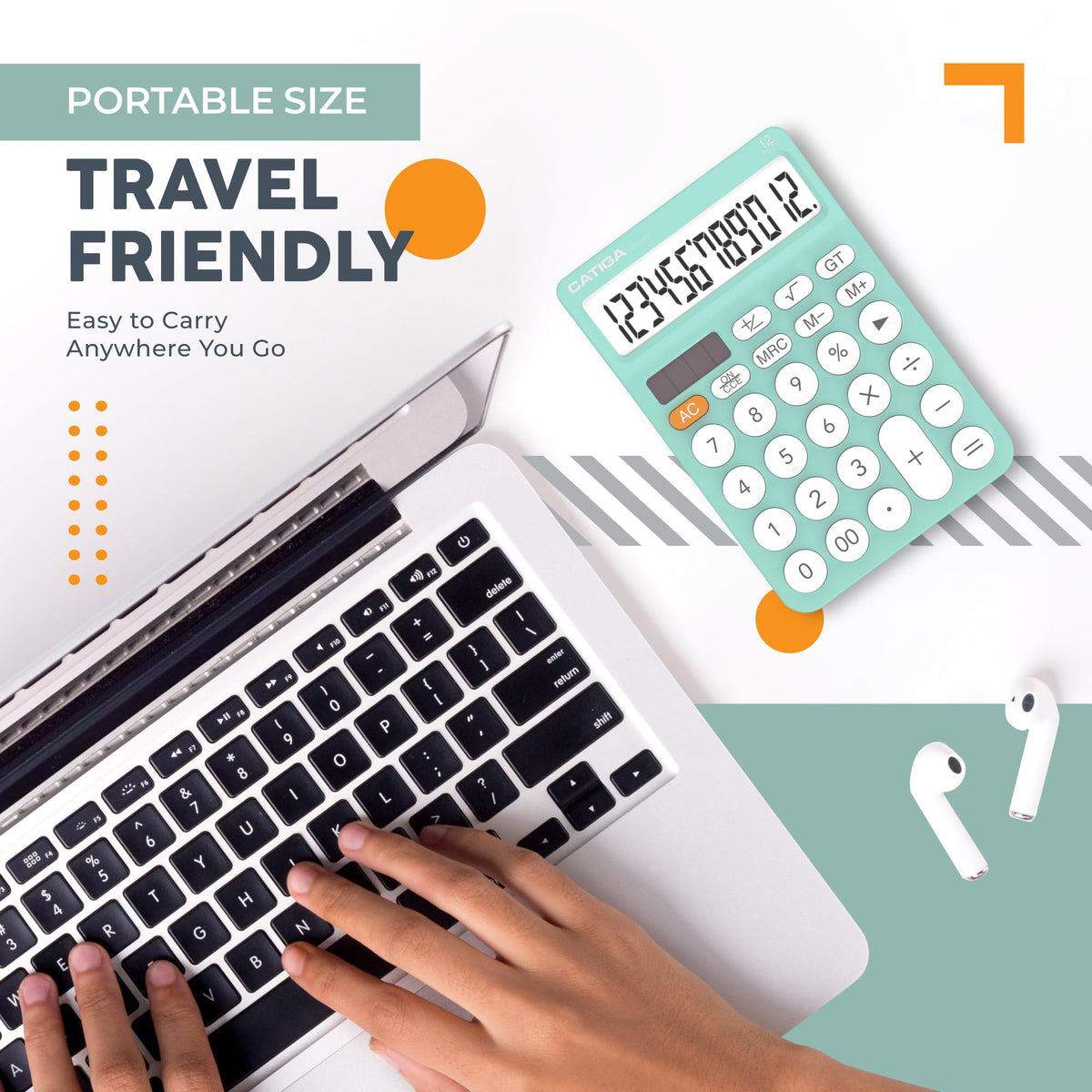 Calculadora CATIGA Negro 12 Dígitos con Pantalla LCD Grande y Energía Solar para Oficina y Hogar