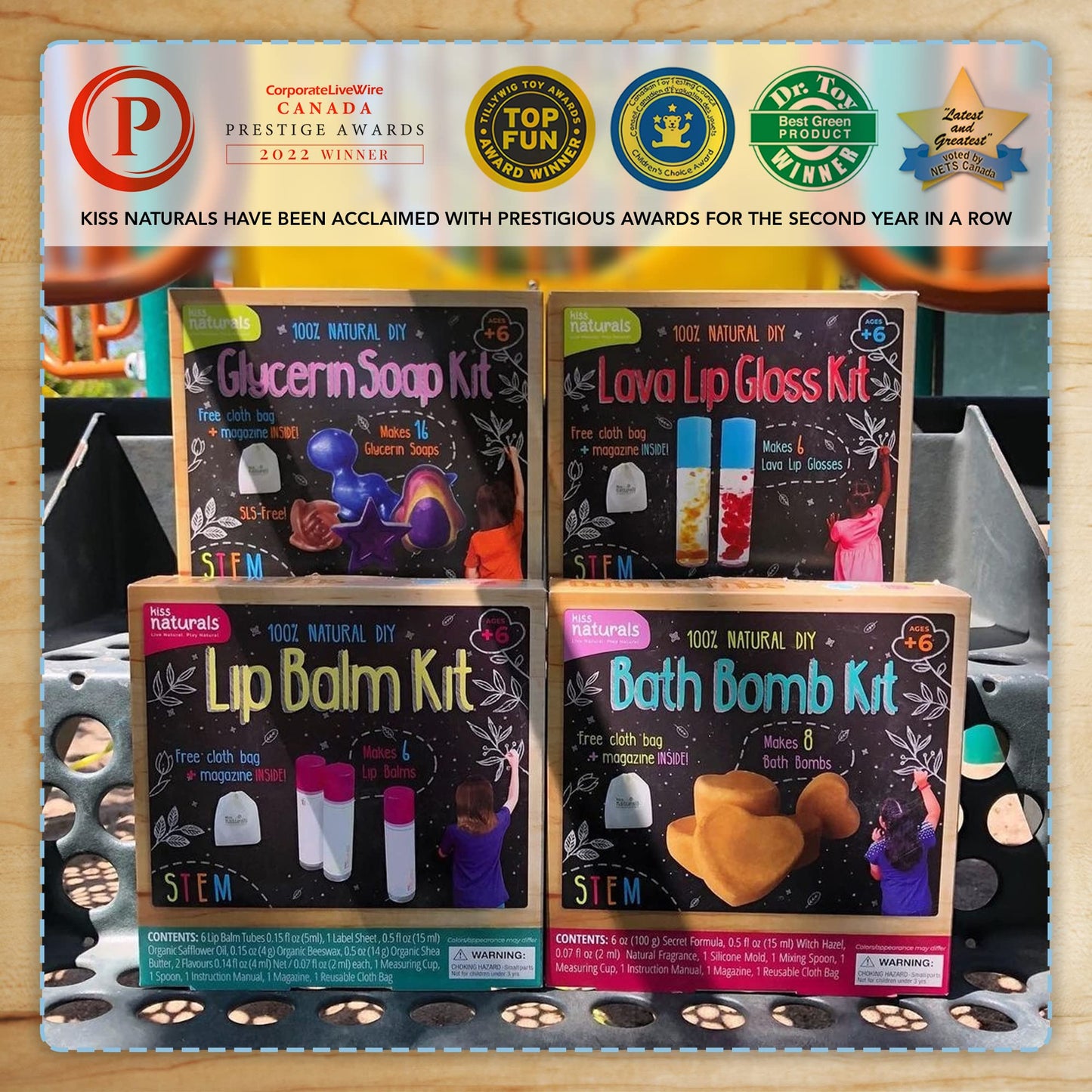 Kit de bálsamo labial Kiss Naturals - Kit orgánico para hacer bálsamo labial para niños - Kit creativo 100% seguro y orgánico para niñas y niños...
