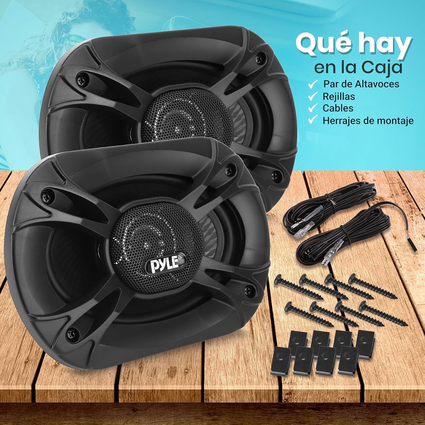 Pyle Par de Bocinas para Coche 6" x 9", 500W, 4 Vías, Altavoz Quadriaxial de Audio Profesional para Automóvil, Componente de Reemplazo Rápido Universal OEM para Montaje en Puerta/Panel Lateral