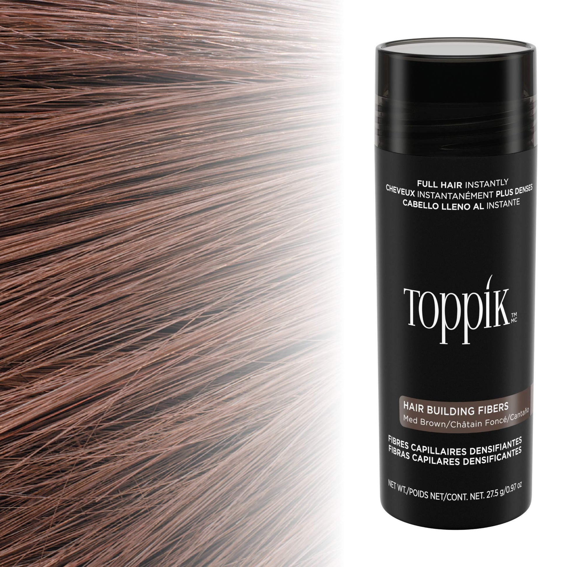TOPPIK Hair Building Fibers, Medium Brown, 1.94 oz.