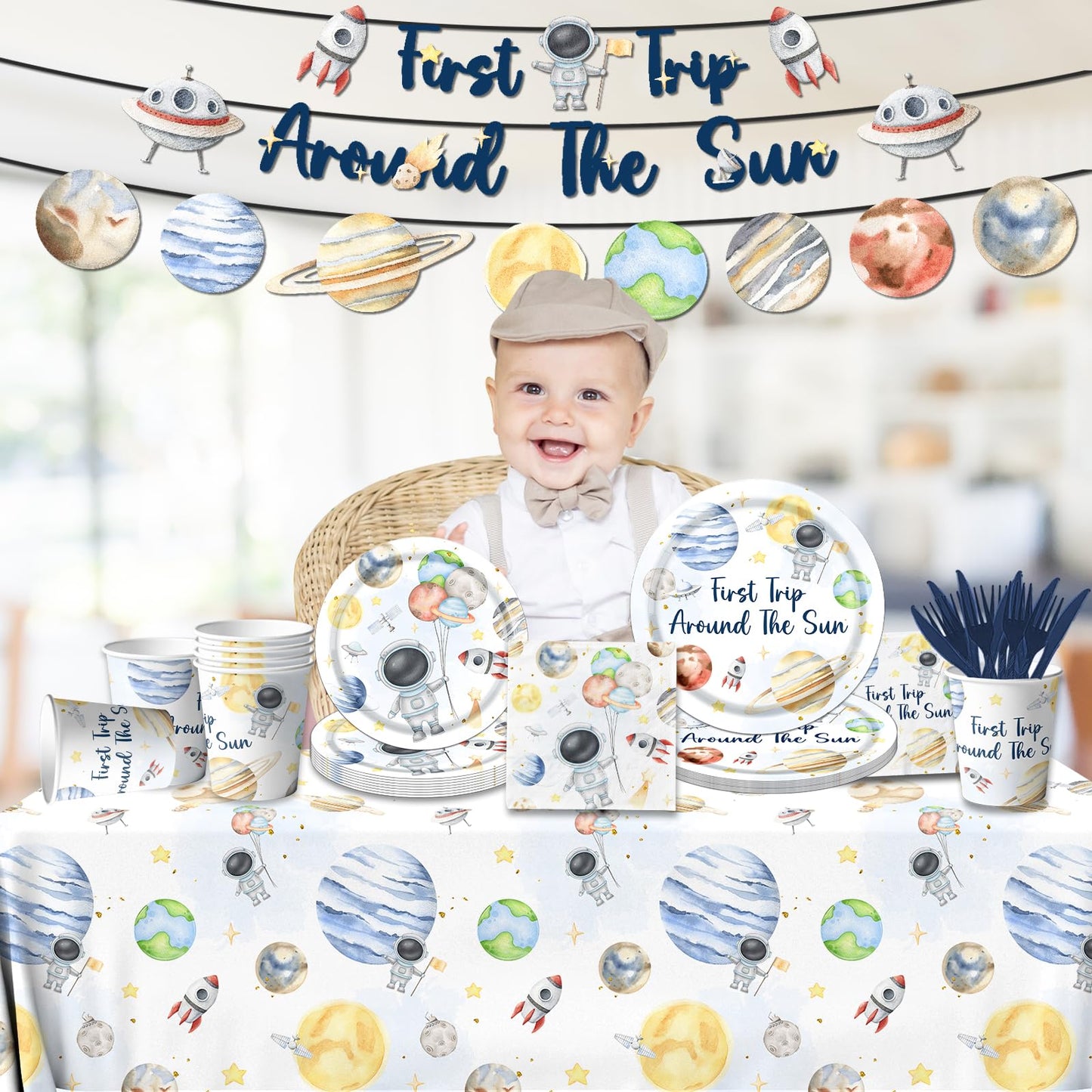 Decoraciones de Cumpleaños Primer Viaje Alrededor del Sol Astronauta