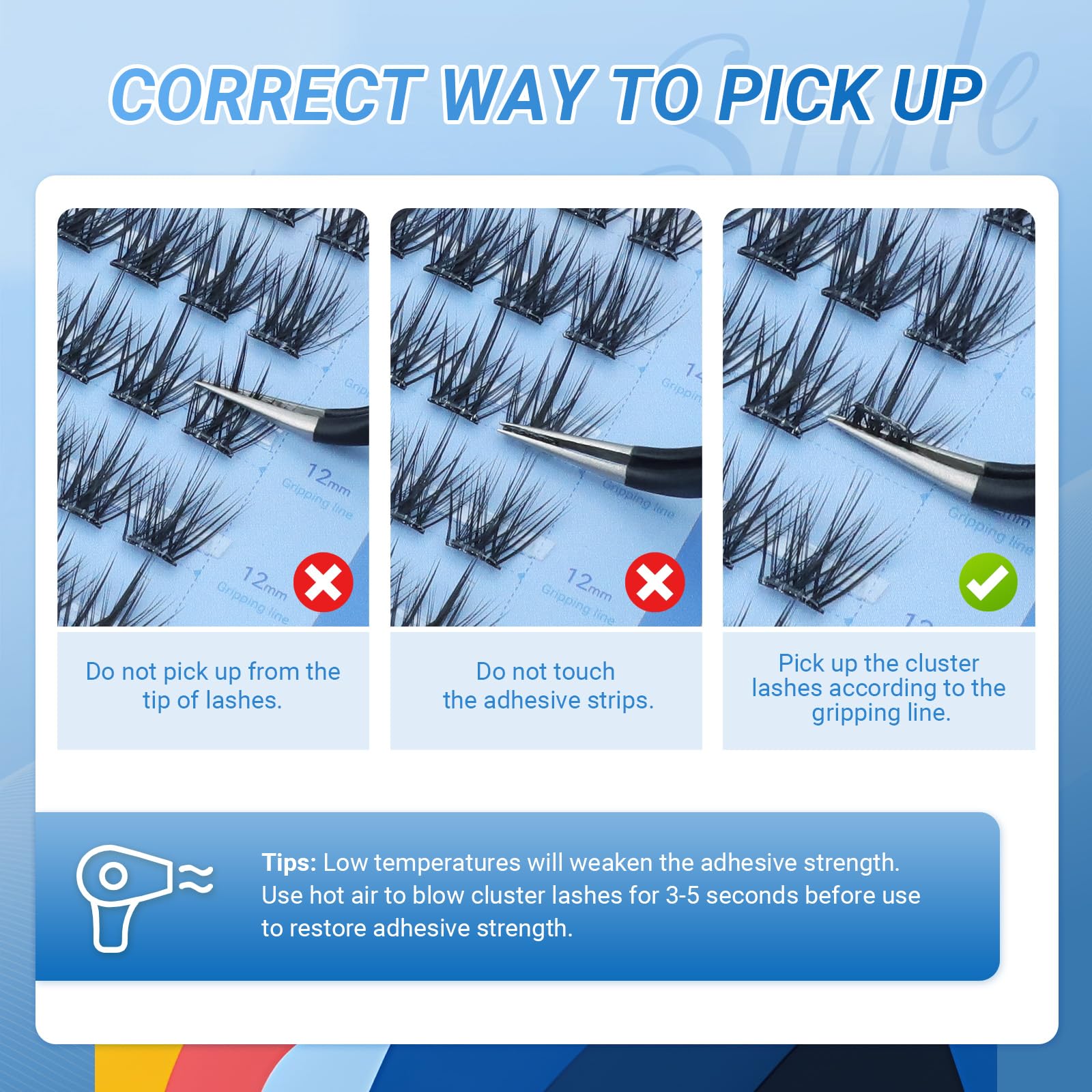 NAGARAKU Grupos De Pestañas Autoadhesivos Para 48 Pcs No Necesita Pegamento Ni Removedor Presión En Un Solo Paso Pestañas Reutilizables Prepegadas En Casa Fairy Style SA-DIY-04(0,07mm C 10-16mm)