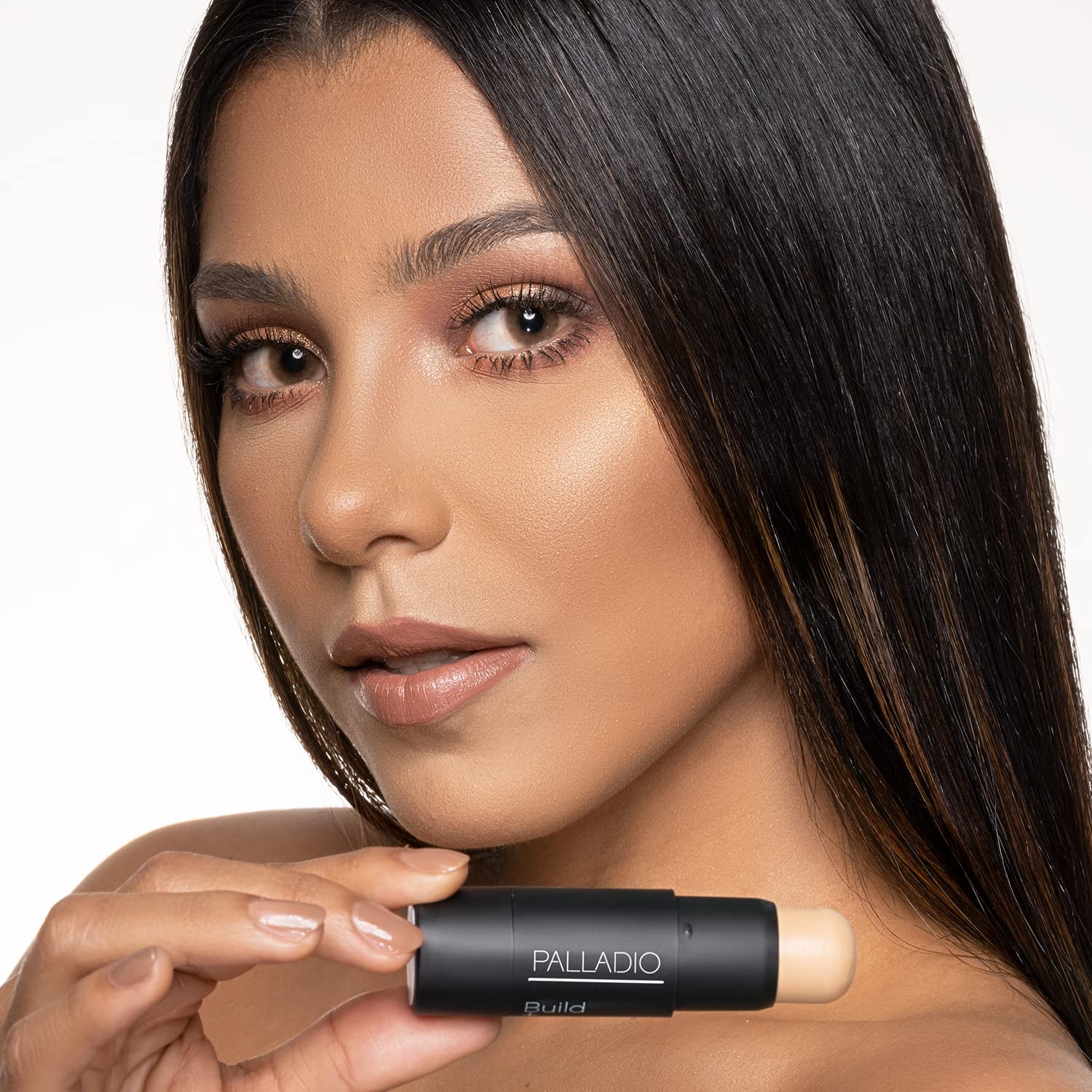 Palladio BUILD + BLEND - Barra de base, barra de contorno para cara, maquillaje profesional para un aspecto perfecto, 0.25 onzas, Amber Glow