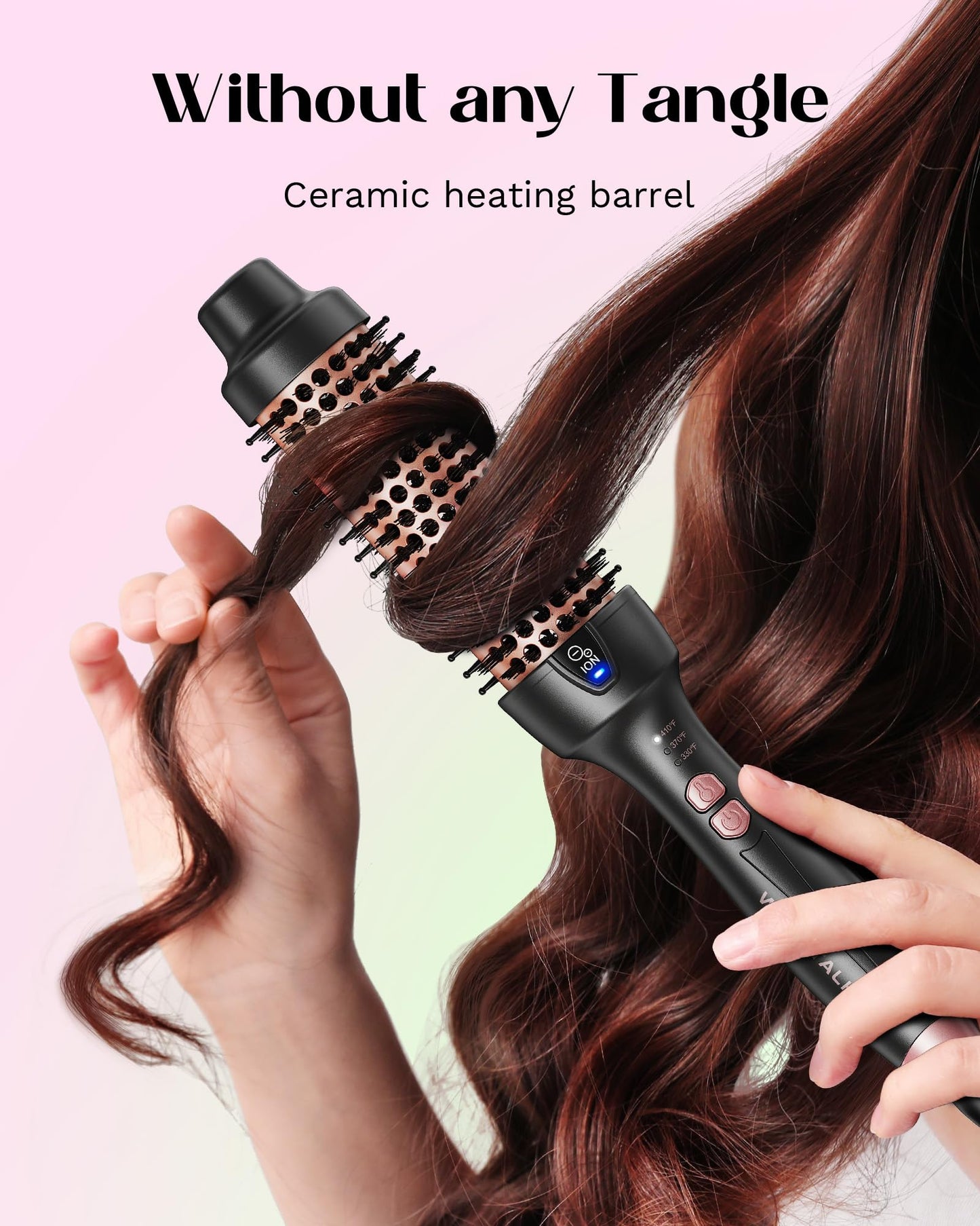 Wavytalk Pro - Cepillo térmico para aspecto soplado, cepillo redondo iónico de 1 1/2 pulgadas que hace que el cabello sea más suave, cepillo térmico redondo de doble voltaje obtenga rizos naturales,