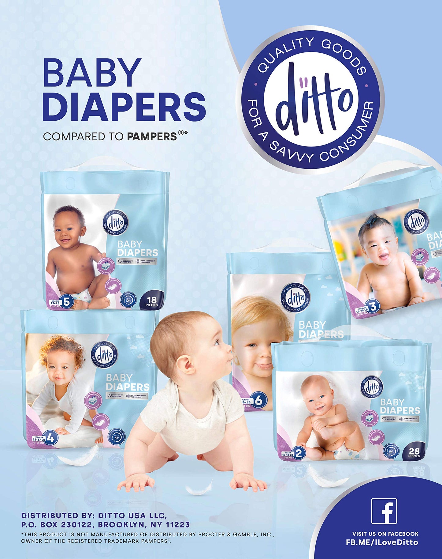 Ditto - Pañales para bebé (talla 4)