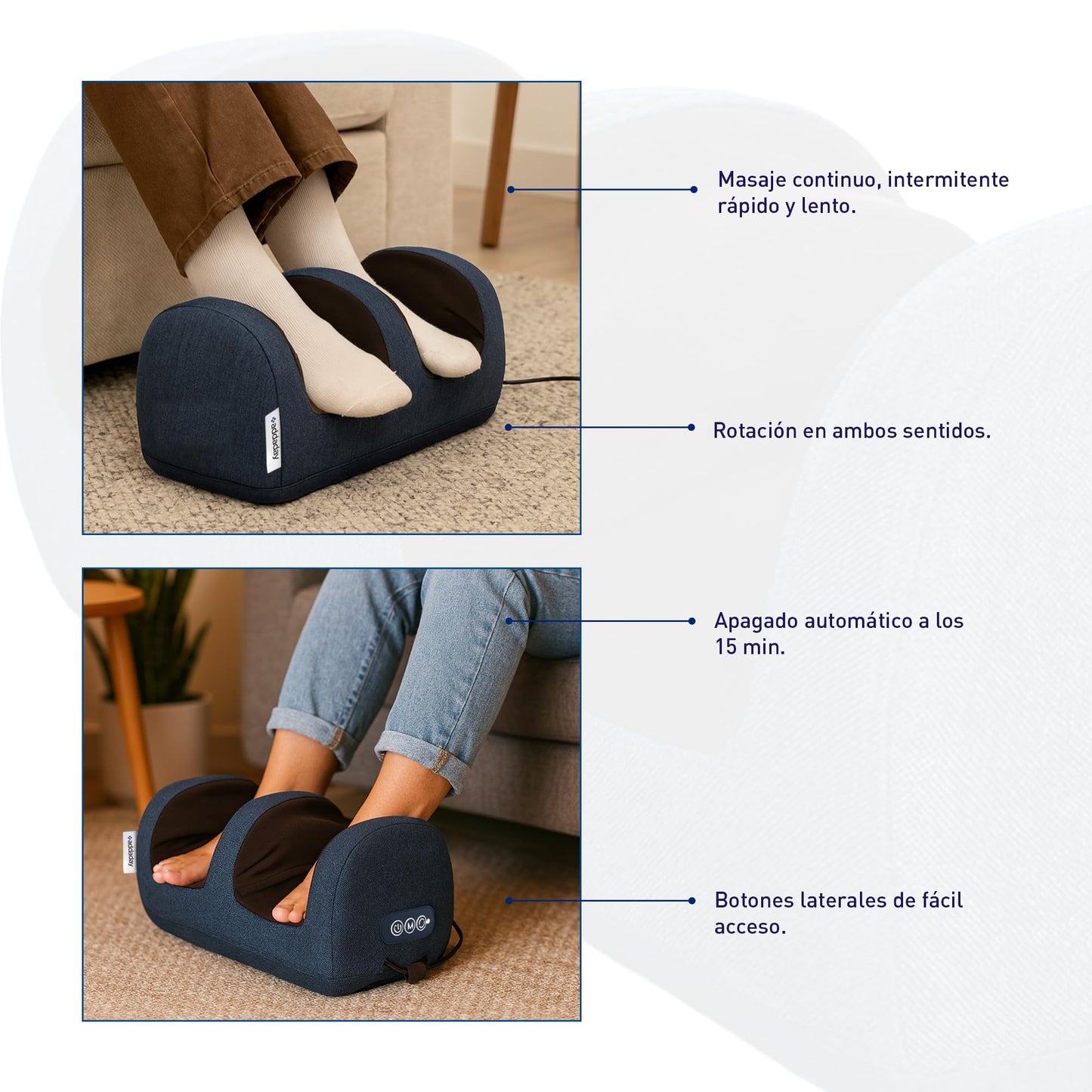 Bluelander Masajeador de Pies Eléctrico con Calor, 3 Niveles de Intensidad, Masajeador de Pantorrillas y Brazos Ergonómico, Ranura Masajeadora, Alivia el Dolor y Fatiga