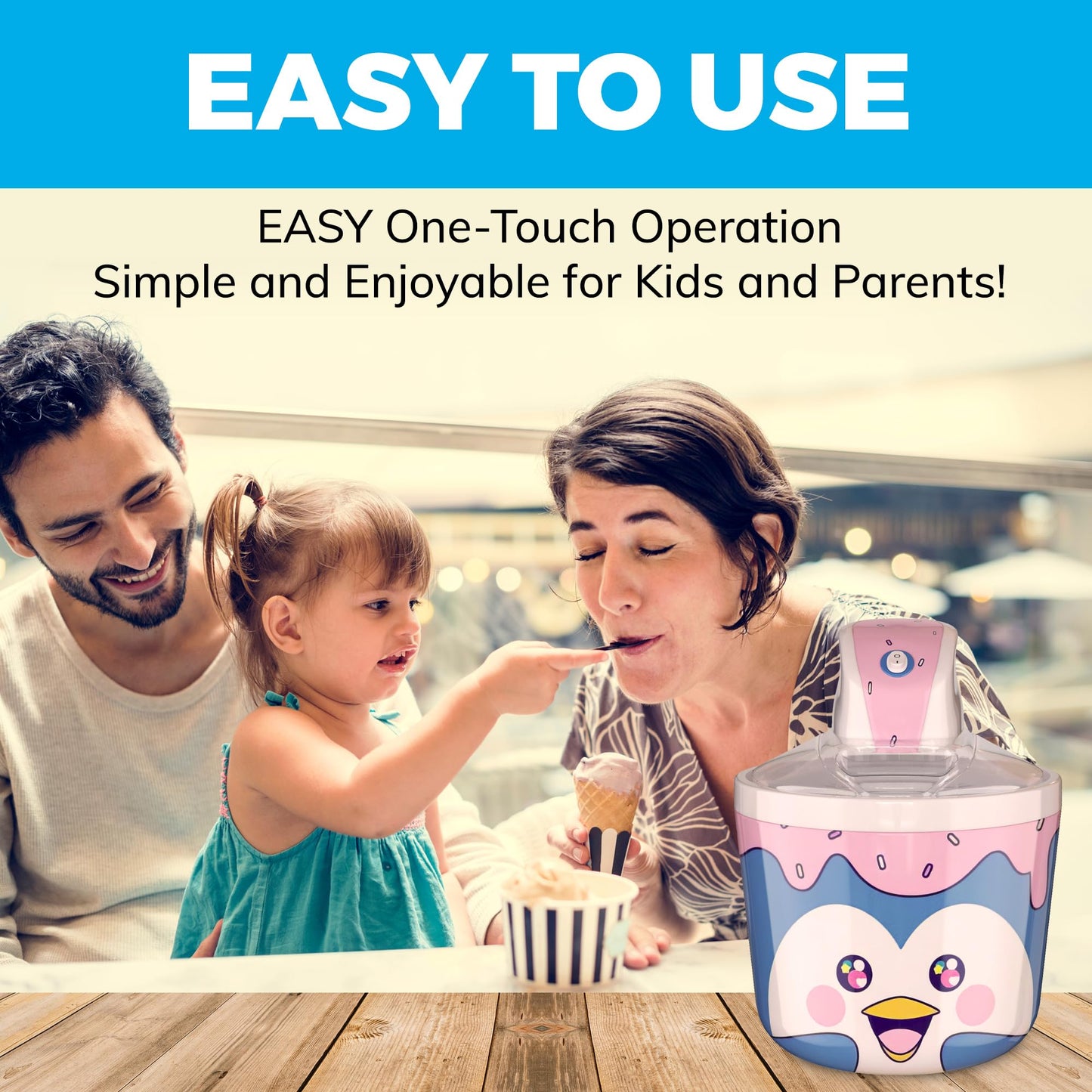 Máquina eléctrica para hacer helados de pingüino de 1.2 cuartos de galón para niños, la mejor máquina de helado de encimera para servicio suave casero, sorbete, gelatina, yogur congelado, postres