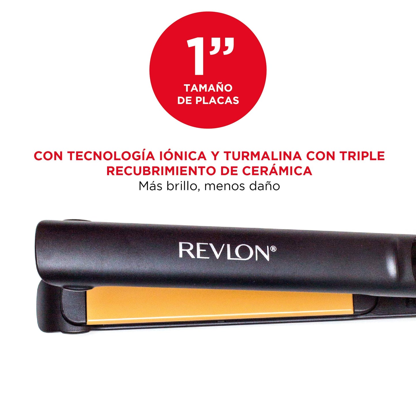Revlon Plancha de Cabello Resultados Lisos y Brillantes, 1" XL (2.54 cm) + Salon One-Step Secador y Voluminizador, Negro