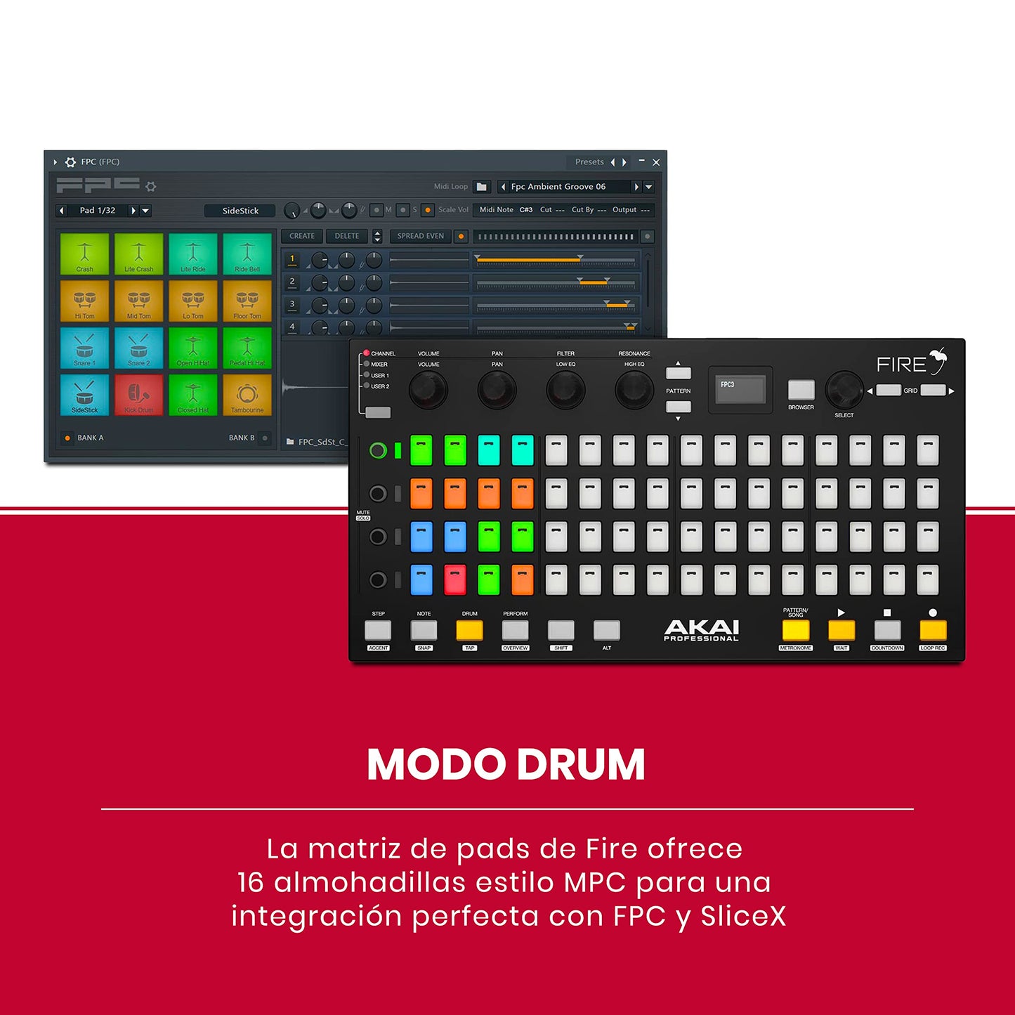 AKAI Professional FIRE Software Bundle - Controlador MIDI USB para FL Studio con matriz de 64 clips, drum pads y Software FL Studio Fruity Edition