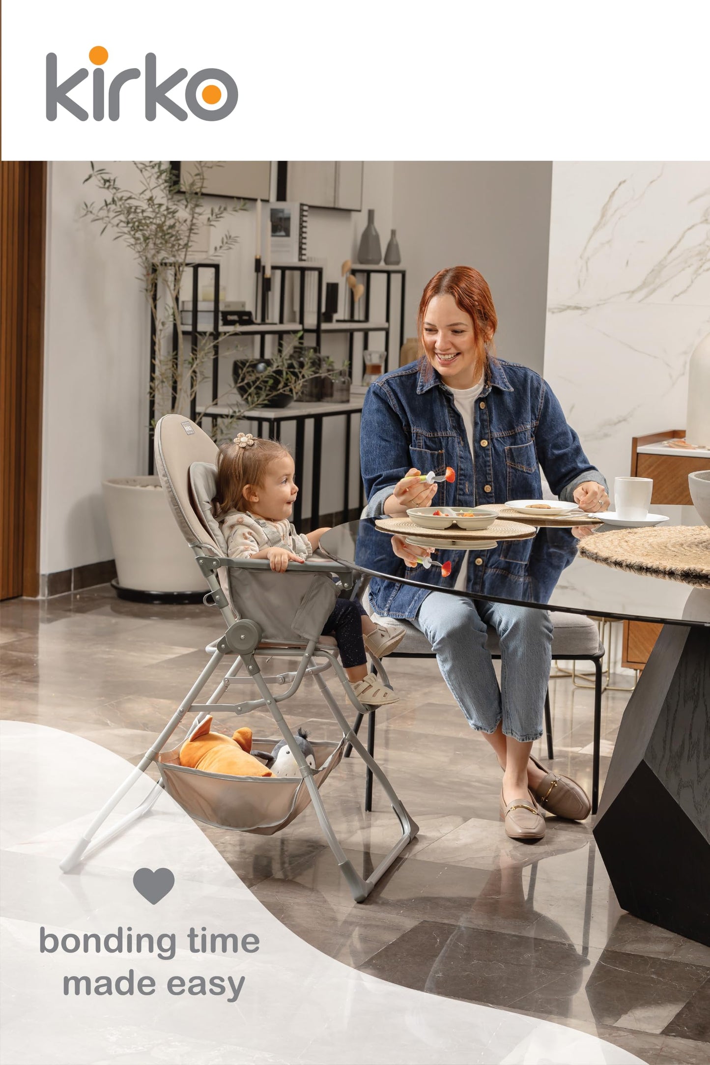 Kirko Silla Alta Bebé EasyGo High Chair, Ligera Y Compacta (Gris)