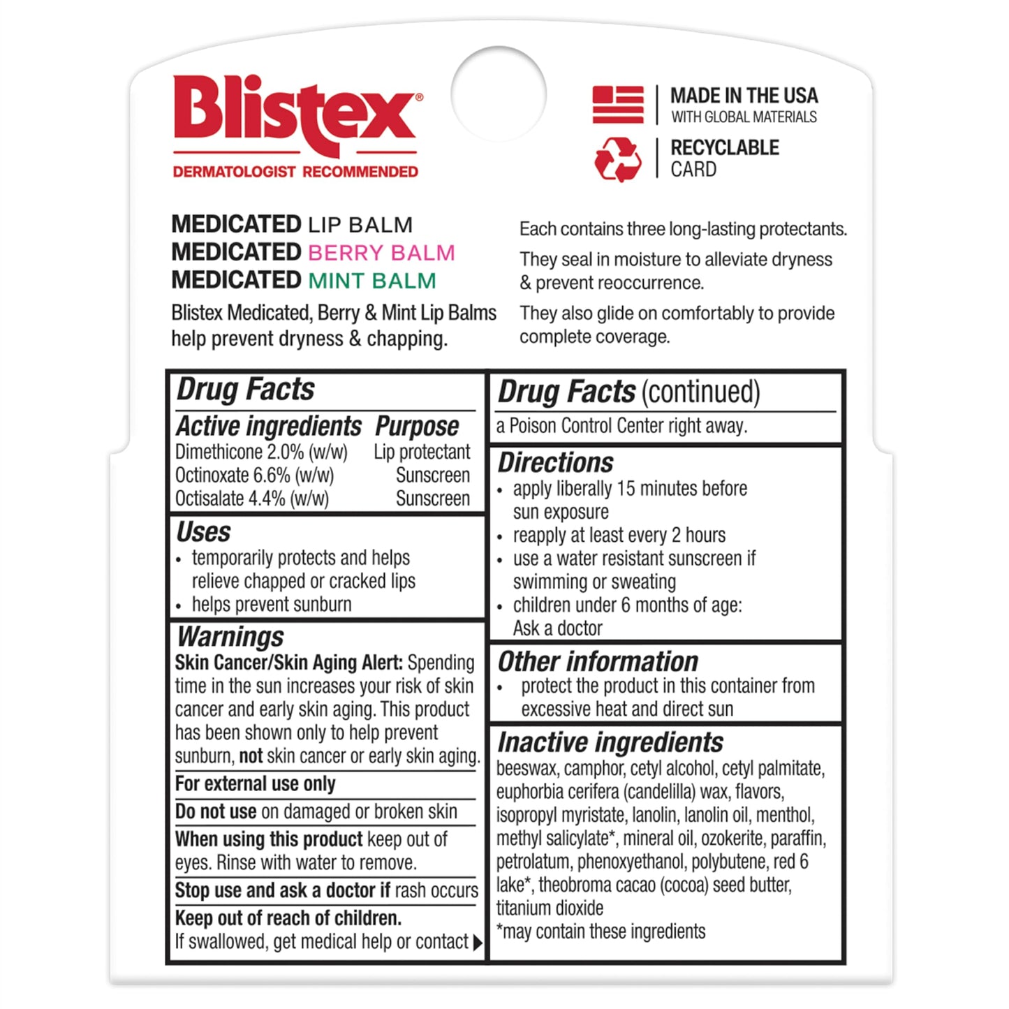 Blistex Medicated SPF 15 Lip Balm Pack