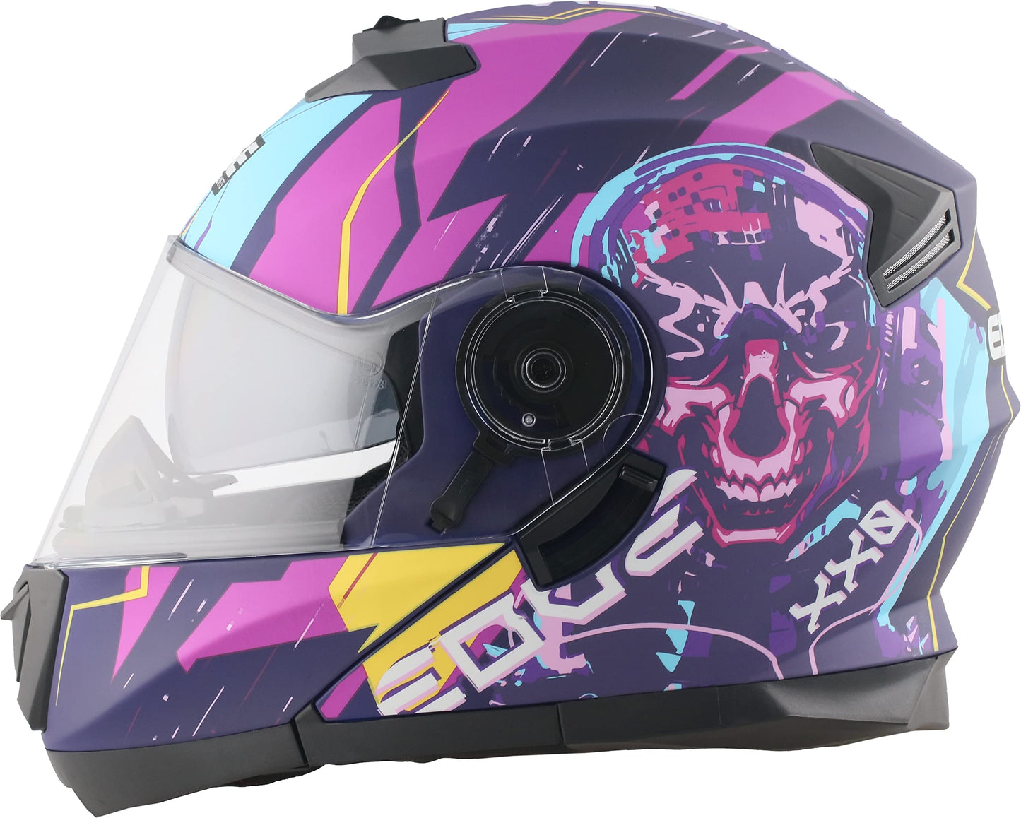 Casco Modular Abatible Edge Purpura con Visor Doble Anti Baho Certificado DOT para Motocicleta