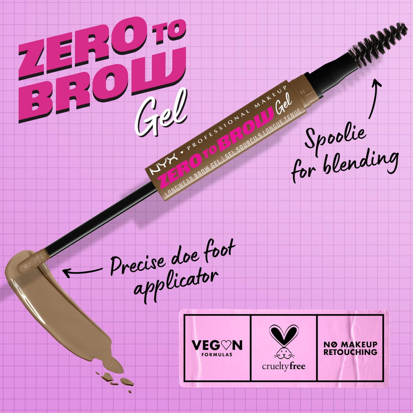 NYX Professional Makeup, Zero To Brow, Gel de Cejas con Color, Tono Taupe