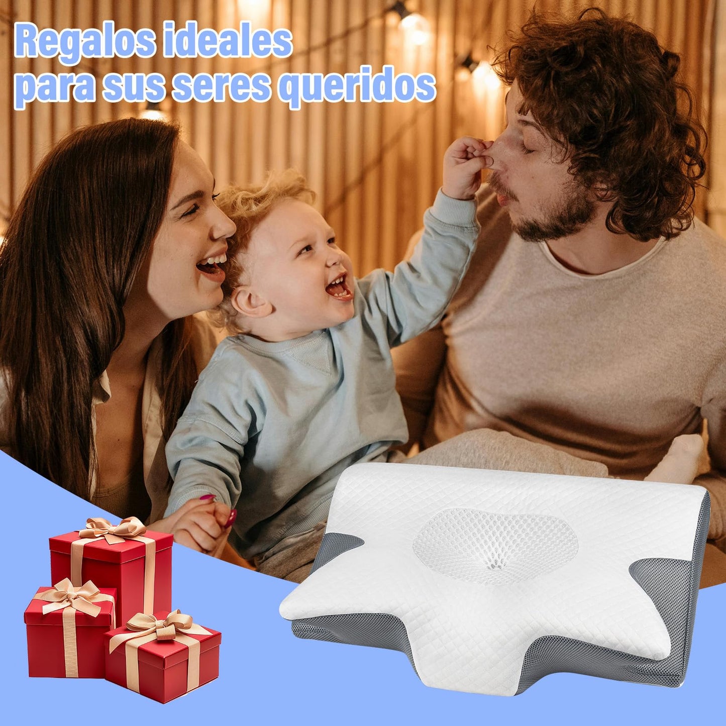 KIROGILY Almohada Memory Foam, Almohadas Ortopedica Cervical Pueden Aliviar el Dolor, Almohada Ergonómica para Personas Que Dormir de Lado, Boca Arriba o Boca Abajo, con Fundas de Almohada