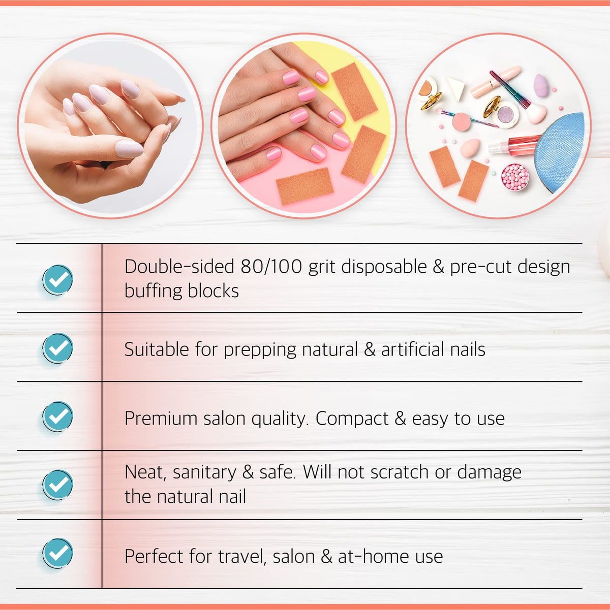 Artist Land Set de 50 Bloques Pulidores de Uñas Slim Orange(Grano 80/100) - Calidad Profesional para Salón. Ideales para La Preparación de Uñas Antes de La Aplicación de Esmalte, Gel O Acrílico. Bloqu