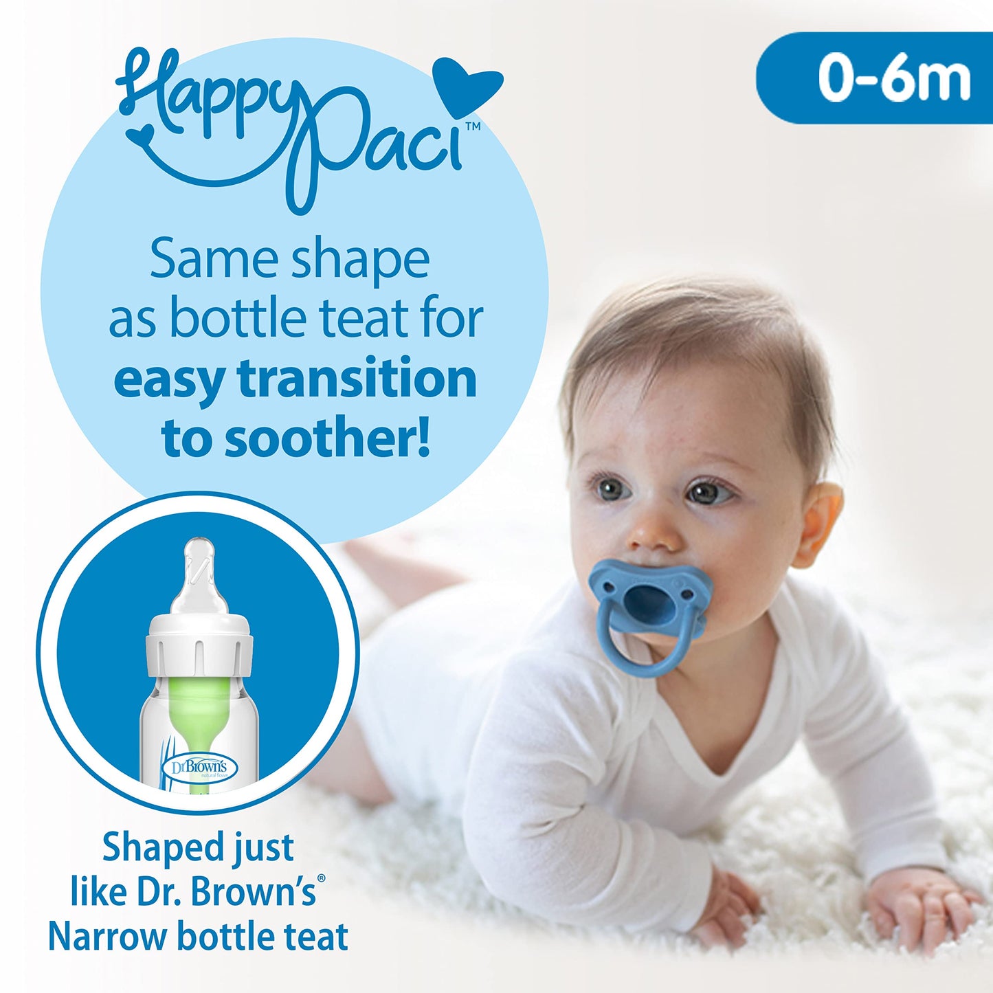 Chupón Dr. Brown's HappyPaci 100% Silicona Paquete de 2