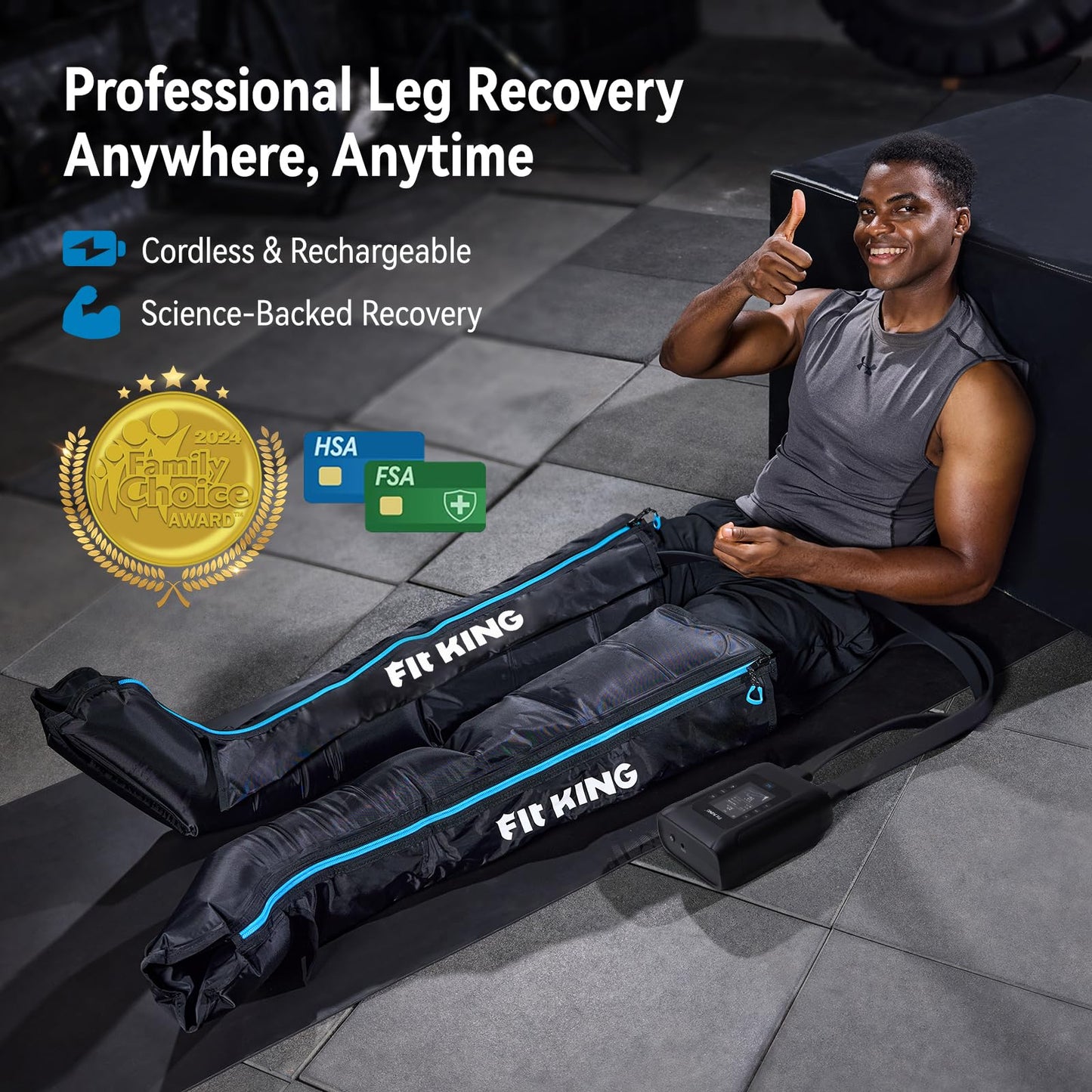 Masaje de Piernas FIT KING Inalámbrico Recargable para Recuperación y Relajación para Atletas
