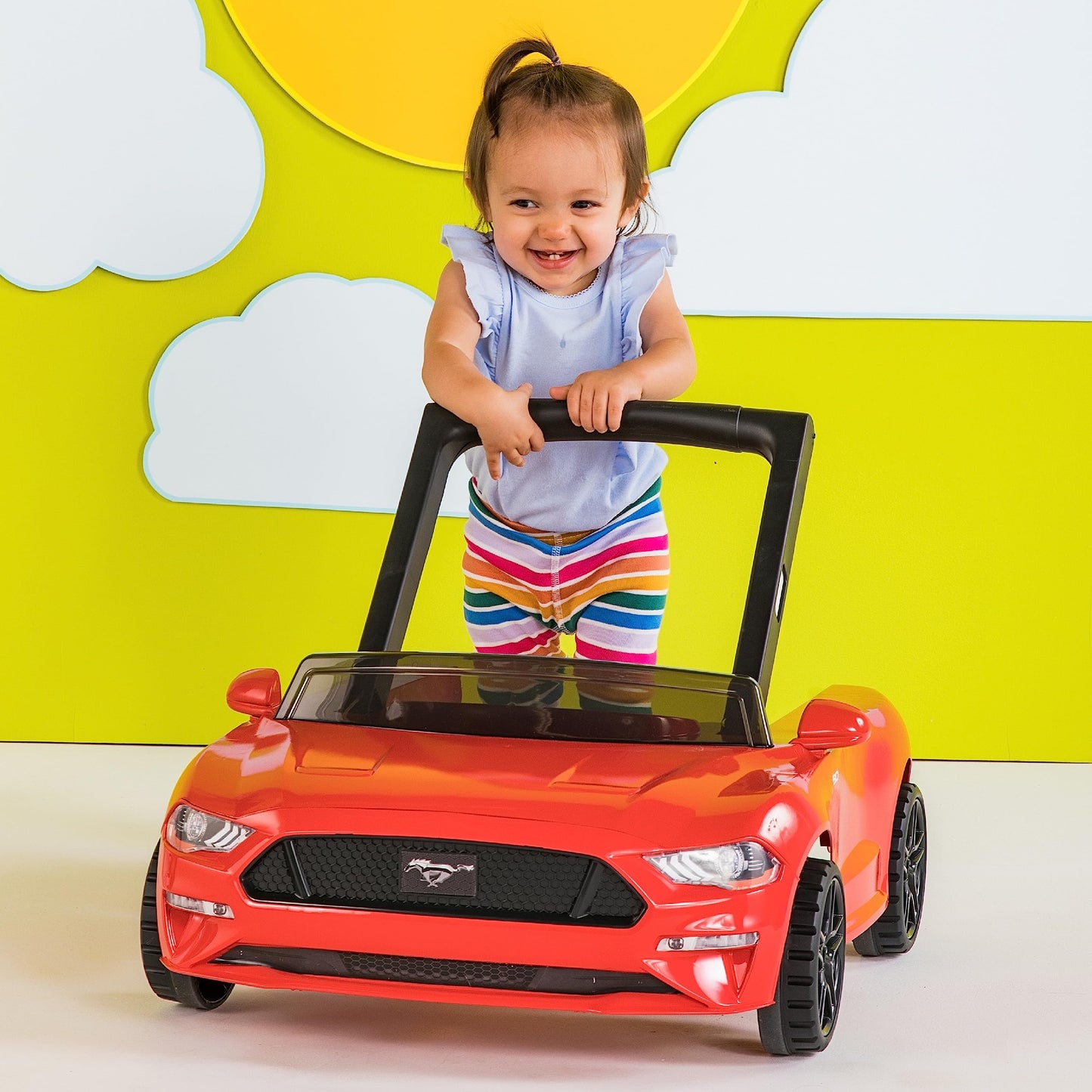 Bright Starts 3 Ways To Play Walker - Ford Mustang, Ages 6 Months +, Red