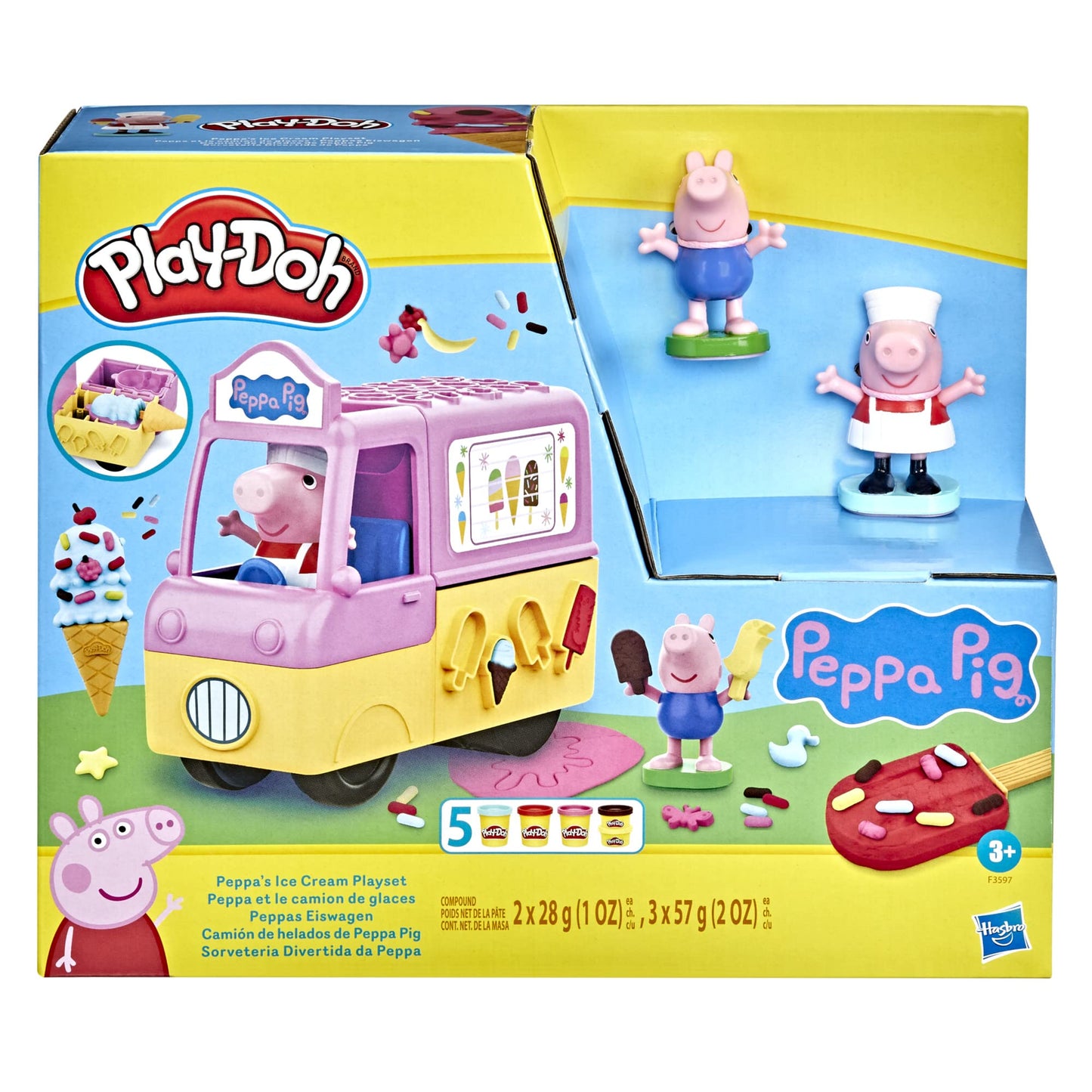 Set de Masas Play Doh Camión de Helados Peppa Pig Figuras y 5 Latas para Niños a Partir de 3 Años