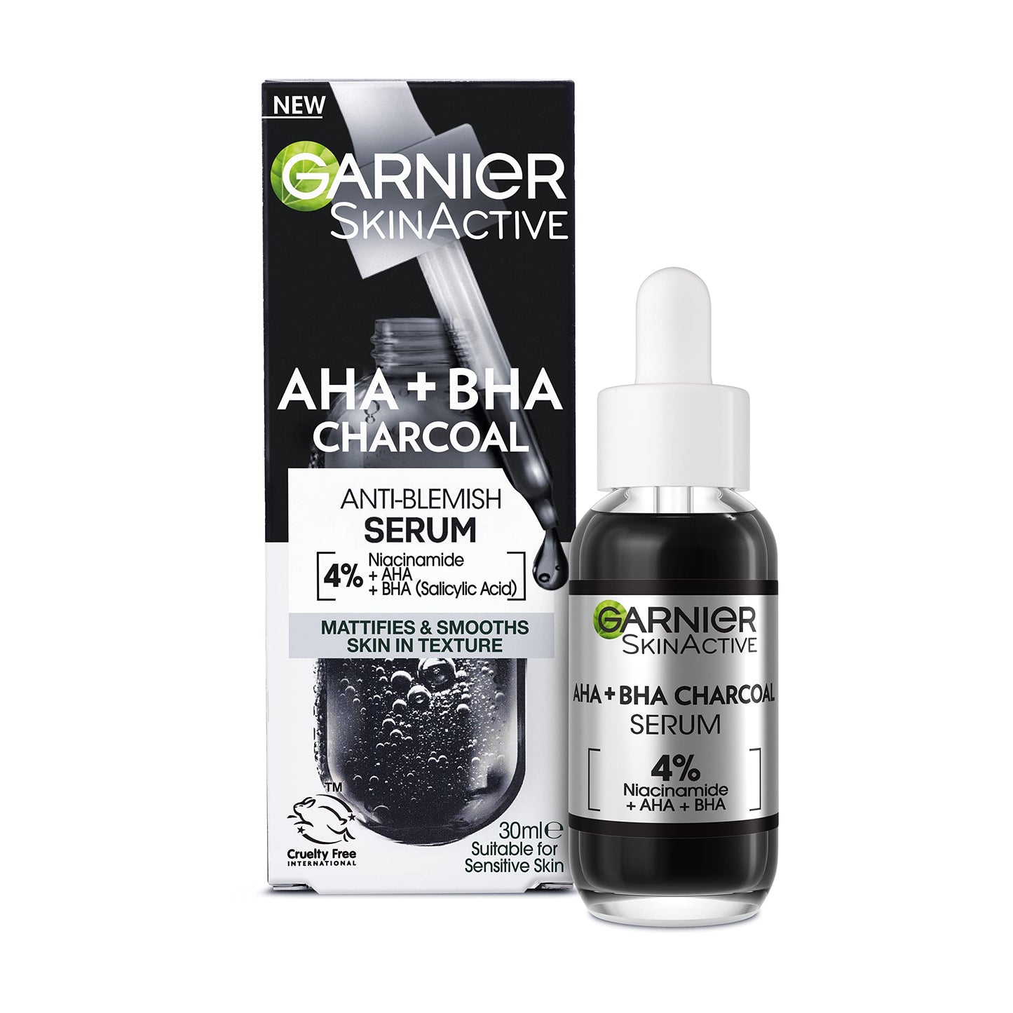 Garnier- Suero de carbón y niacinamida para pieles propensas a las imperfecciones, 30 ml