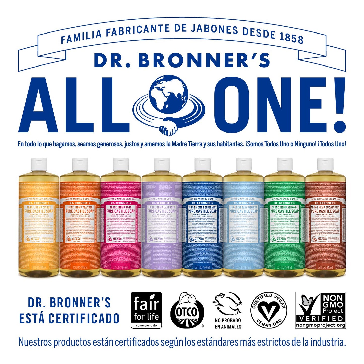 Dr. Bronner's | Jabón de castilla orgánico multiusos, ideal para todo el cuerpo, 100% biodegradable con aceite esencial relajante de Lavanda 946 ml