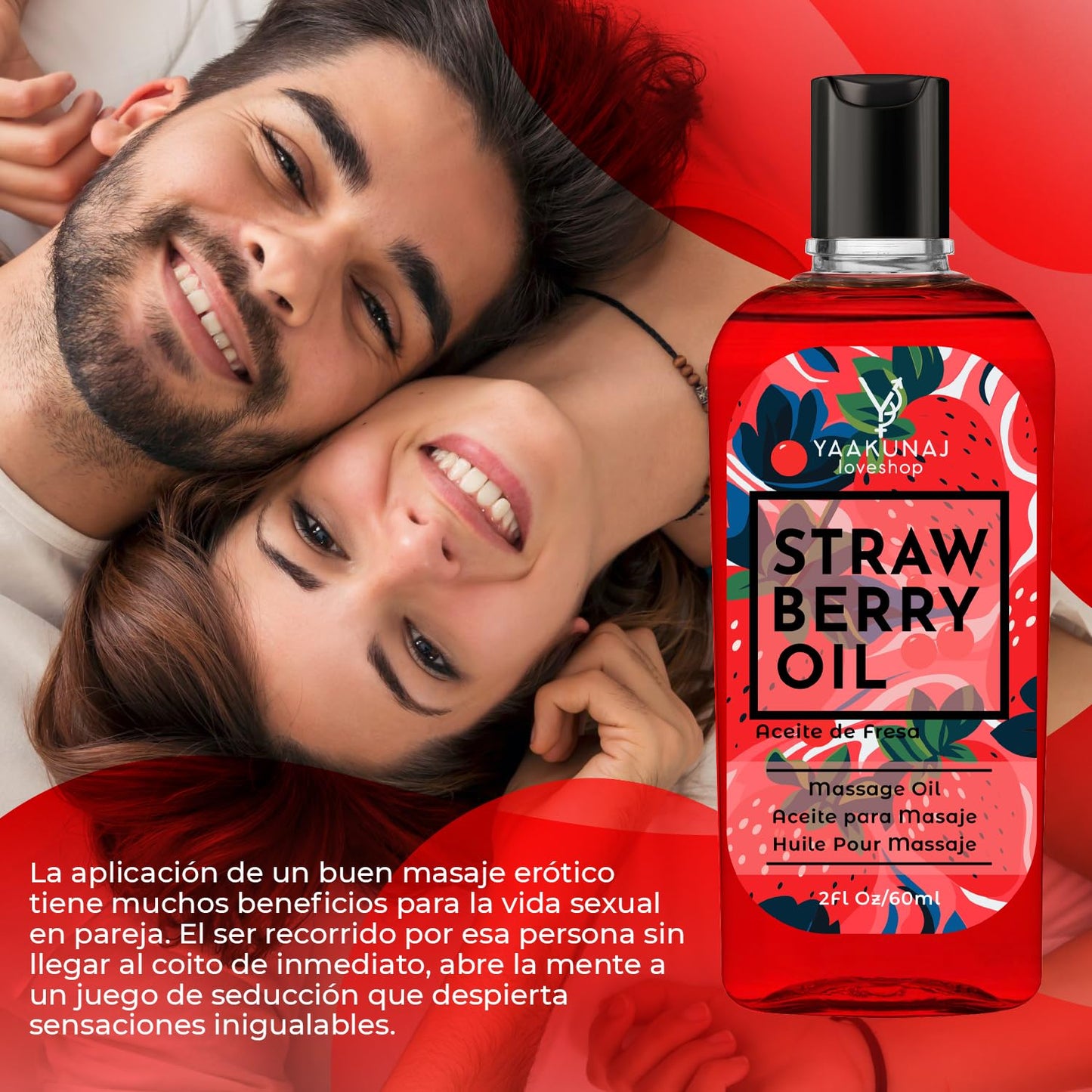 Aceite Para Masaje Yaakunaj Loveshop Fresa Comestible