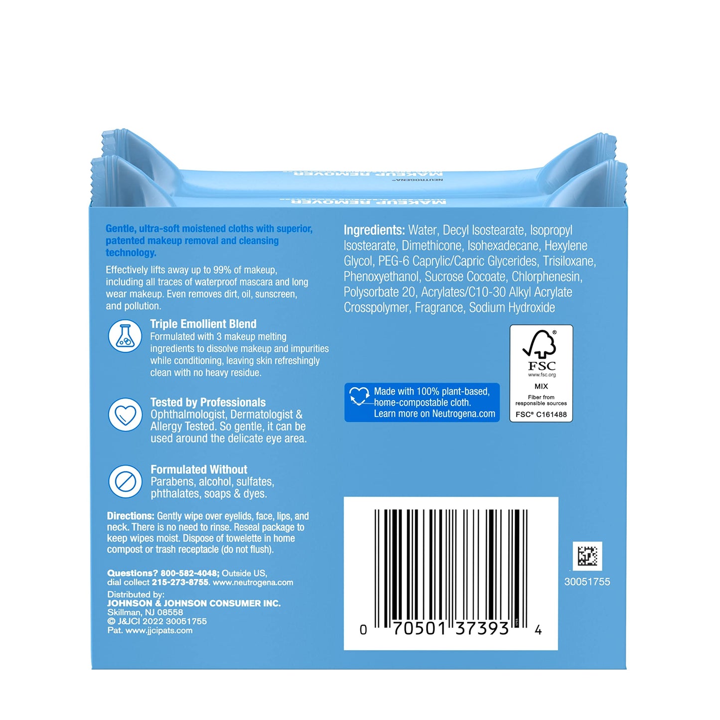 Neutrogena Toallitas Desmaquillantes Ultra Soft, 25 piezas (paquete de 2)