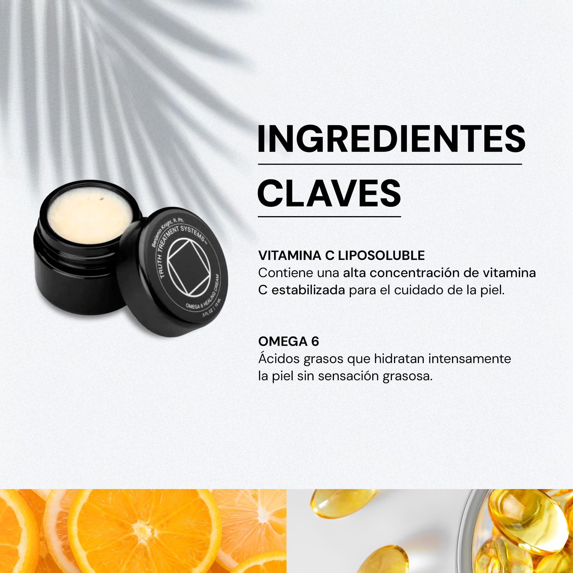 TRUTH TREATMENT | Omega 6 Healing Cream 15ml - Crema Hidratante con Omega 6 y Vitamina C | Hidratante Facial - Cuidado de la Piel Skincare