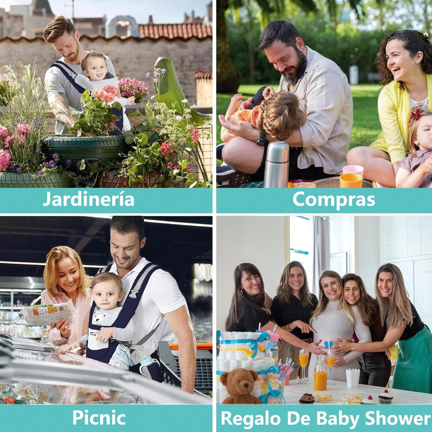 Mochila Portabebé Multiusos Asiento de Cadera Azul Oscuro Ajustable y Transpirable