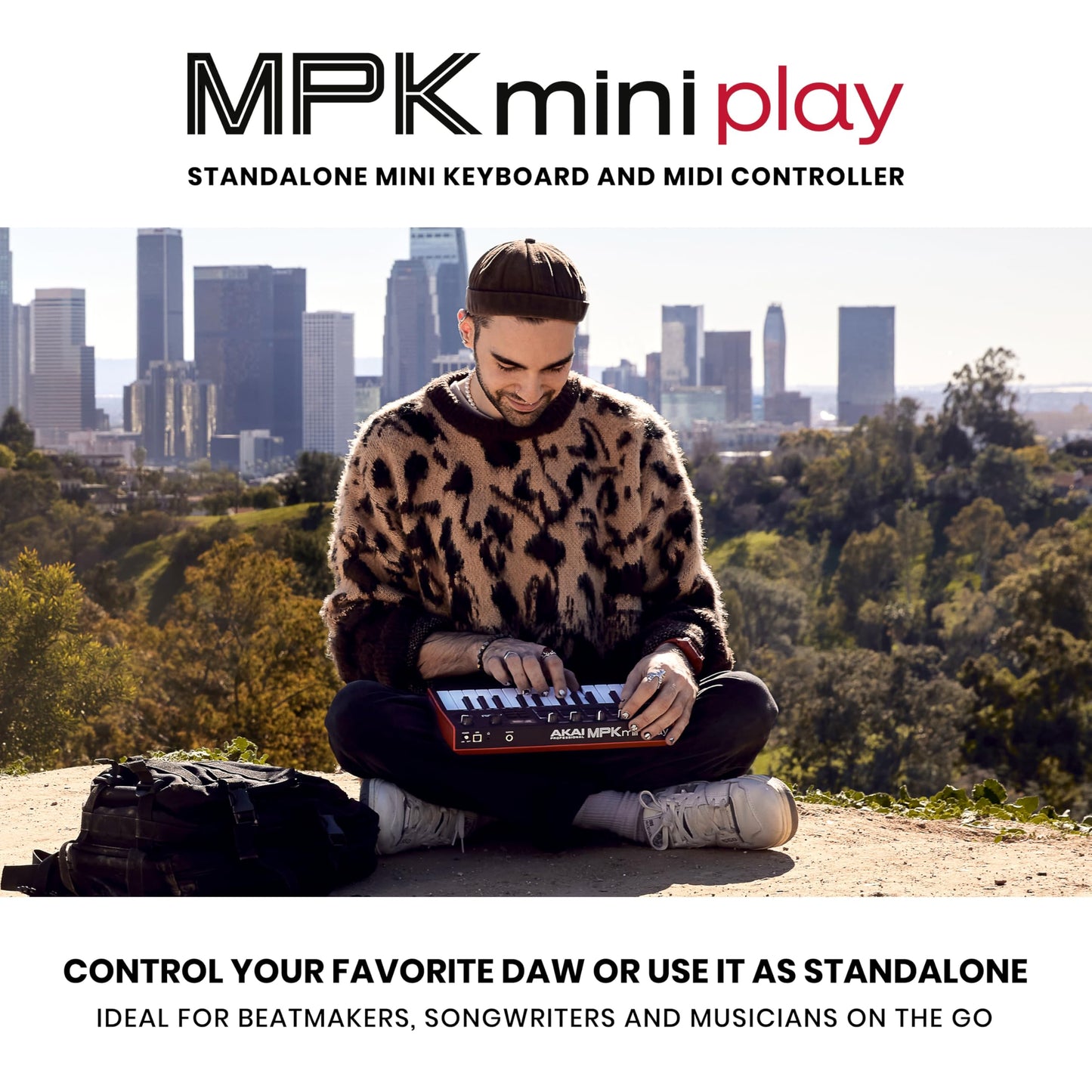 Teclado Controlador Akai Professional MPK Mini Play MK3 Negro con Altavoz y Sonidos Integrados