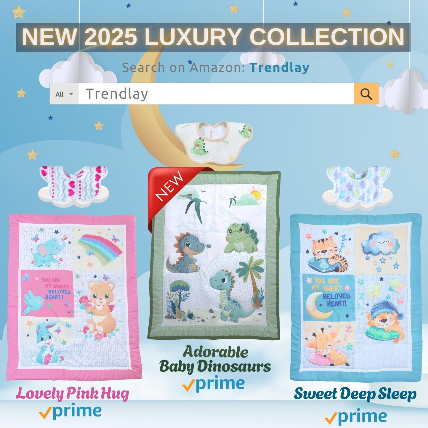 TrenD'Lay - Juego de ropa de cama para cuna de bebé y niña, juego de edredón de cuna para niñas, juego de cama de bebé, juego de cama de cuna para niña.