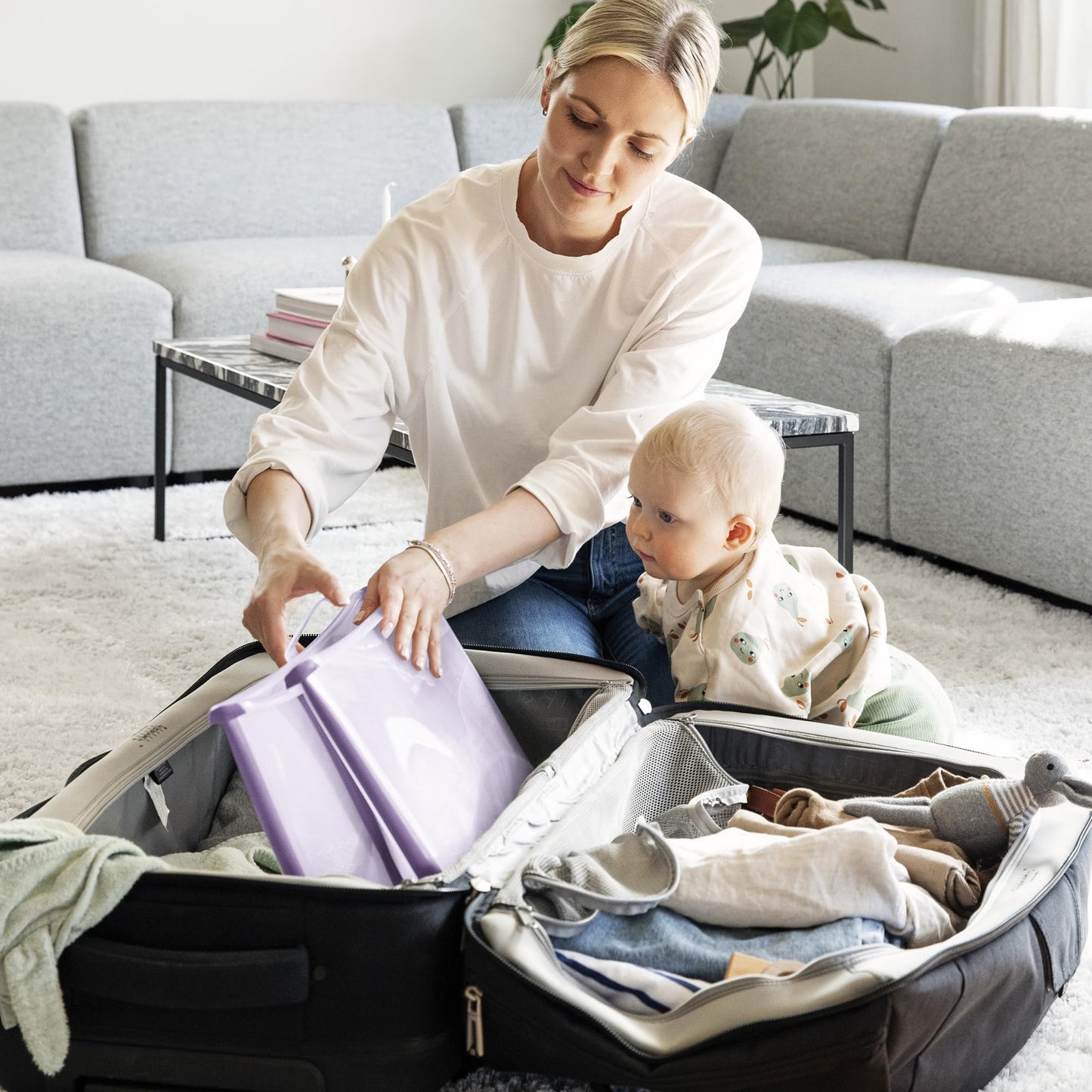 Stokke Flexi Bath X-Large, Sandy Beige - Bañera plegable para bebé - Ligera, duradera y fácil de guardar - Práctica para usar en casa o de viaje - De 0 a 6 años