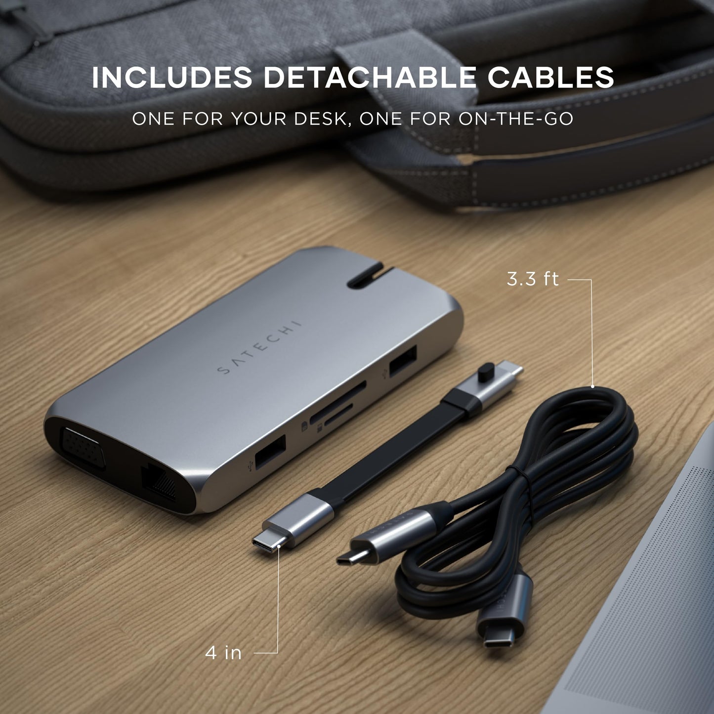 Adaptador Multipuertos SATECHI Gris Espacial 9-en-1 USB-C Portátil para MacBook, iPad, Mac Mini e iMac M1/M2