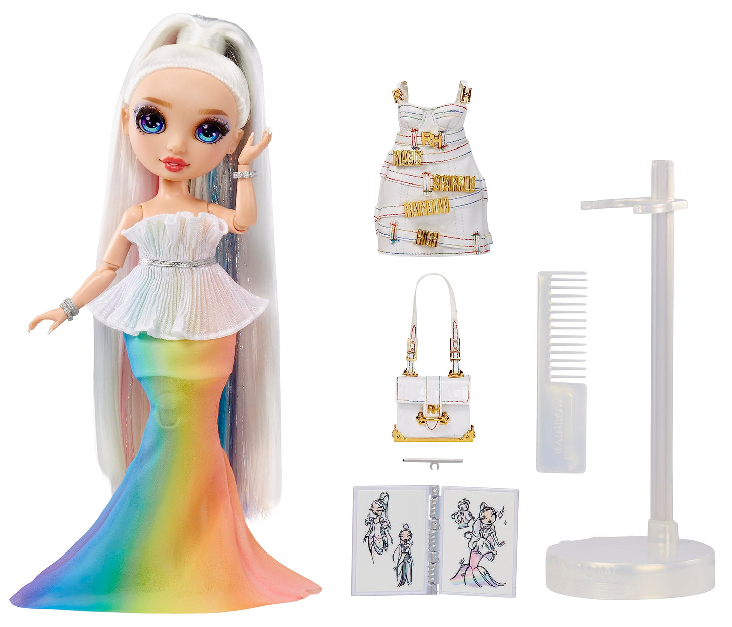 Muñeca Rainbow High Amaya Raine Arcoiris con Set de Juegos y Accesorios para Niños y Niñas