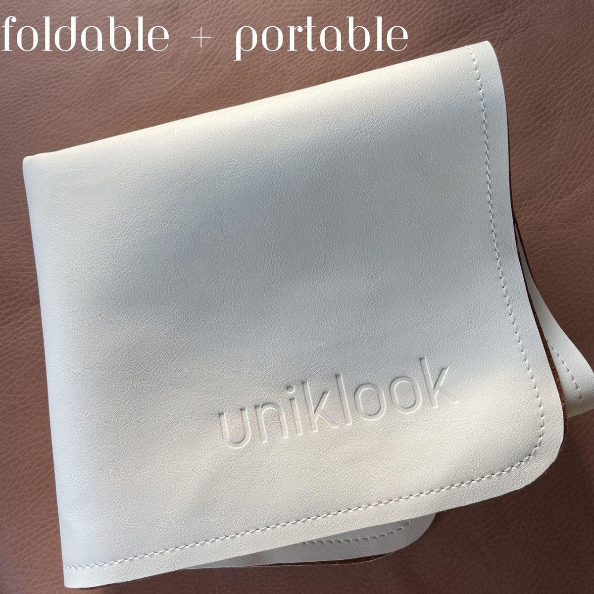 Uniklook Cambiador Portátil de Cuero para Bebé - Tapete Cambiador de Bebé de Cuero Sintético - Cambiador de Pañales de Viaje para Bebé - Tapete para Manualidades - Impermeable 16"x30"