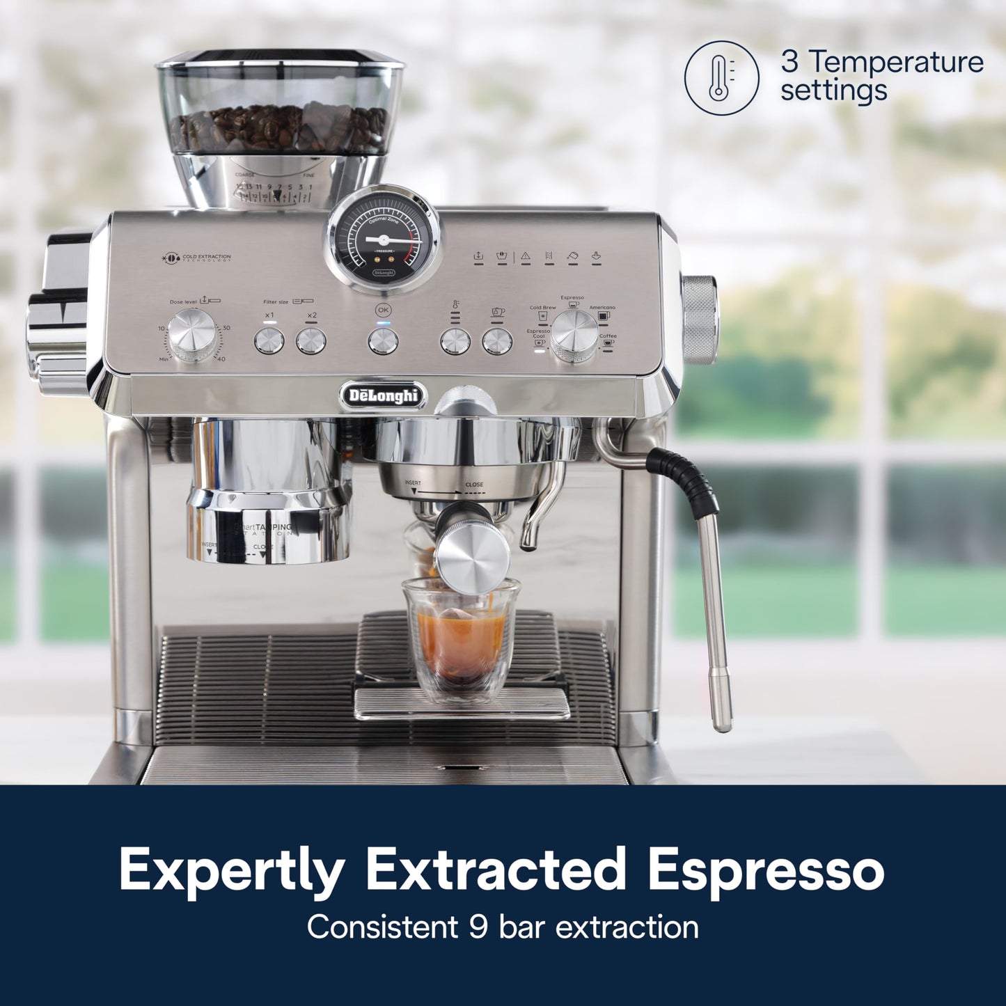 De'Longhi La Specialista Opera Máquina espresso con "Cold Brew", lanceta de vapor estilo profesional para café con leche, capuchino, molinillo incorporado, EC9555M