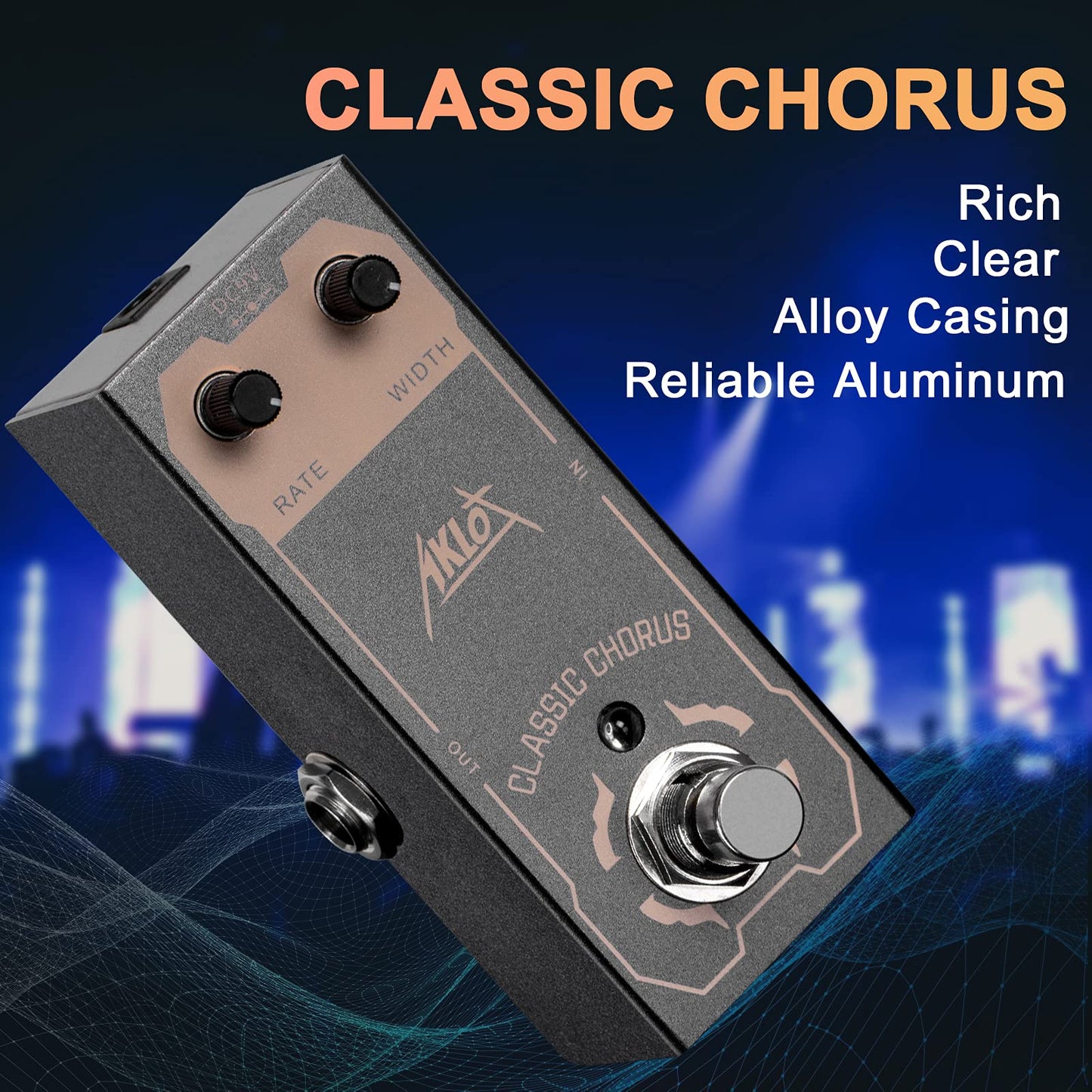 AKLOT - Pedal clásico de coro, pedal de efectos de guitarra eléctrica mini tipo único DC 9V True Bypass