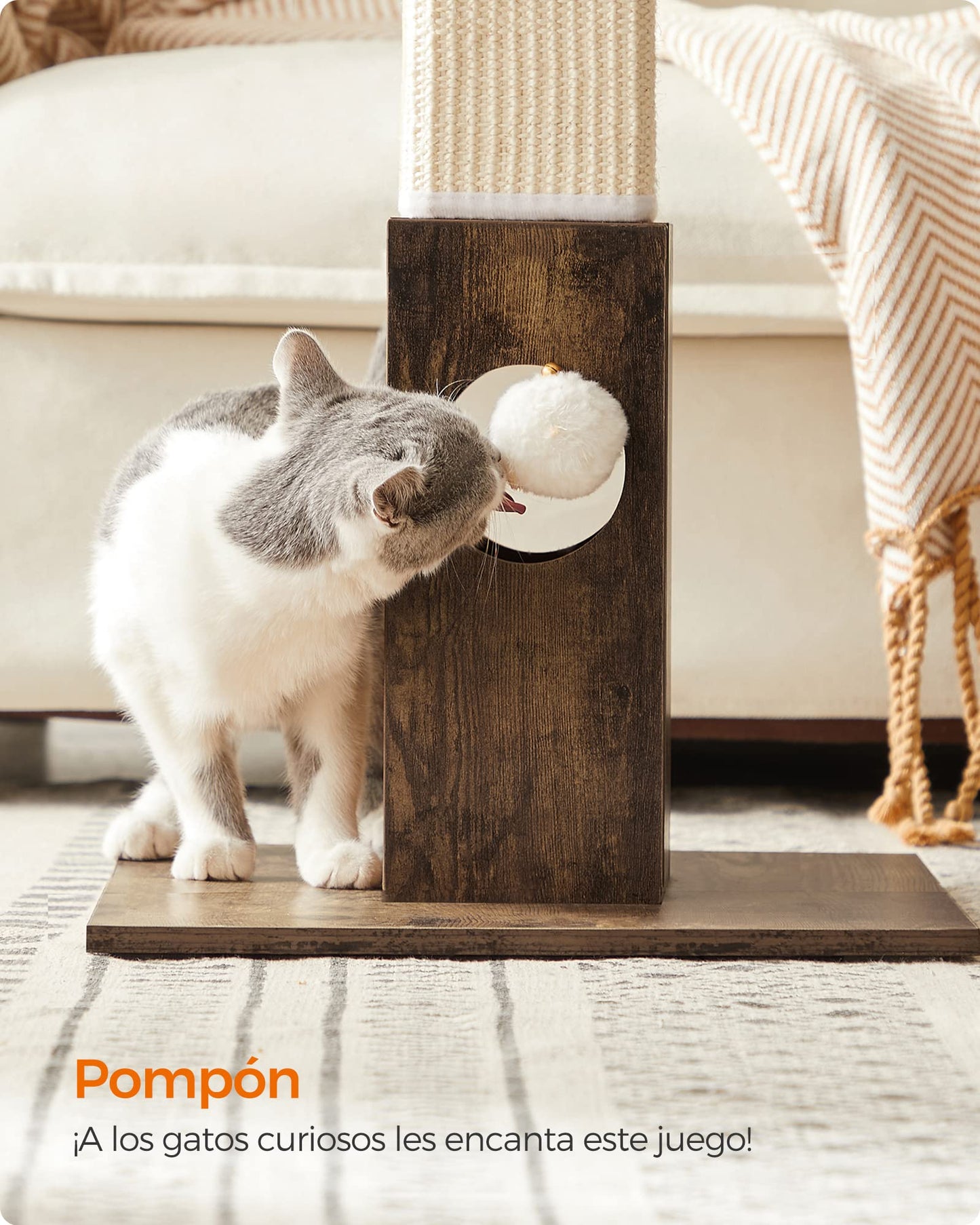 Feandrea Poste de Rascado para Gatos, 73 cm, Rascador de Sisal, Marrón Rústico MPCA021X01