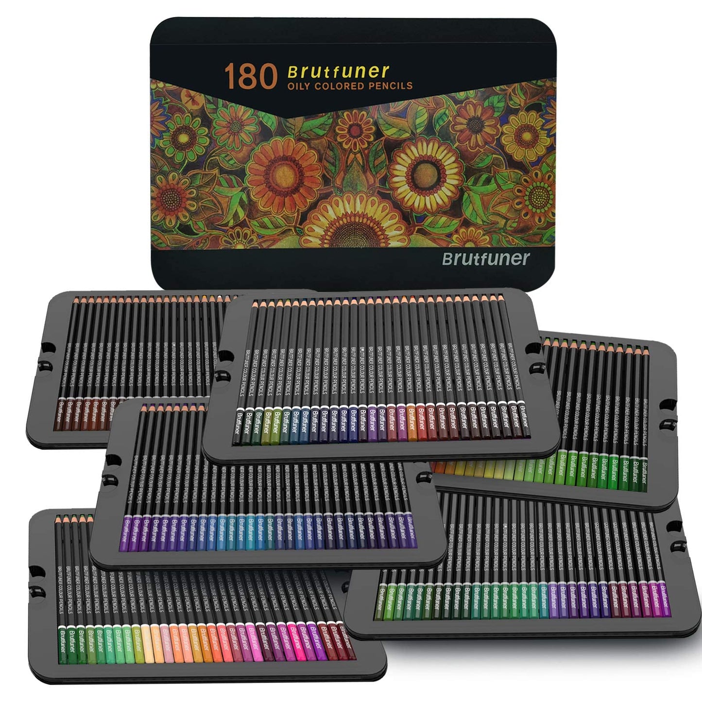Ccfoud - Lápices de Colores, Juego Profesional de 180 Colores en Una Caja de Lata, Núcleos a Base de Cera Suave Numerados, Para Dibujar, Dibujar, Sombrear y Colorear