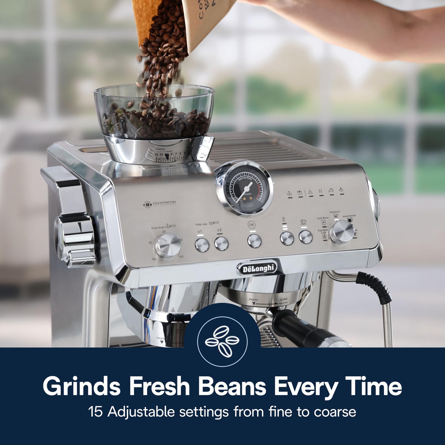 De'Longhi La Specialista Opera Máquina espresso con "Cold Brew", lanceta de vapor estilo profesional para café con leche, capuchino, molinillo incorporado, EC9555M