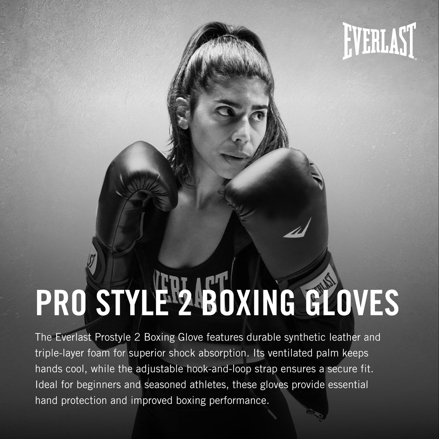 Guantes de Boxeo Everlast Prostyle 2 Negro Ventilación Ajuste Seguro para Hombre y Mujer