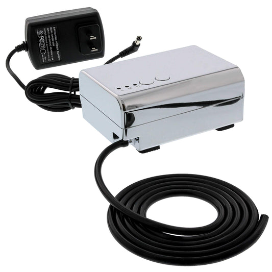 Super Quiet Mini Airbrush Compressor 3 Airflow Control Settings, 6' Push on Rubber Airbrush Hose, Operates at 12V DC with a 110V AC plug in Adapter by Belloccio