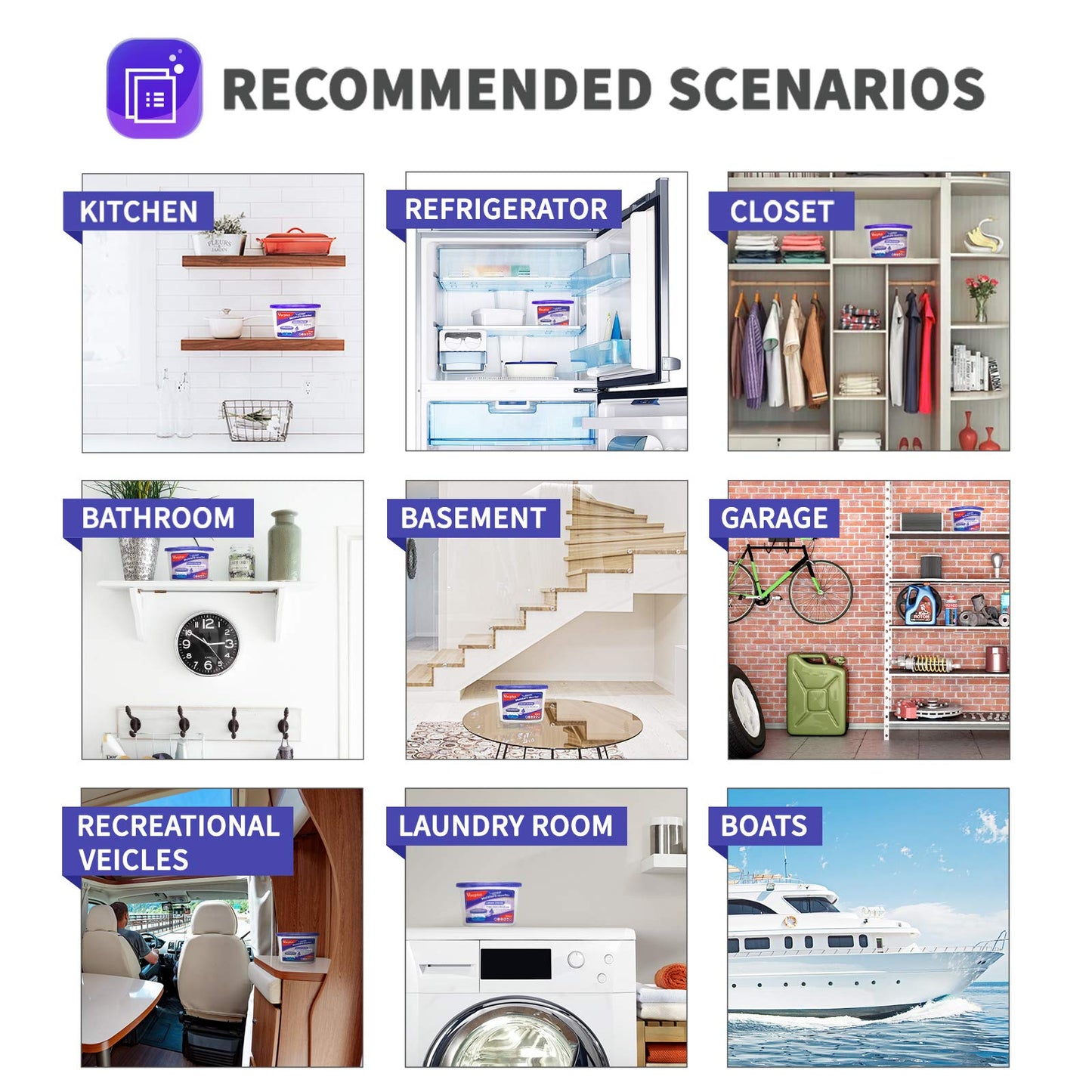 Deshumidificadores Vacplus Lavanda Morado Portátiles Paquete de 6