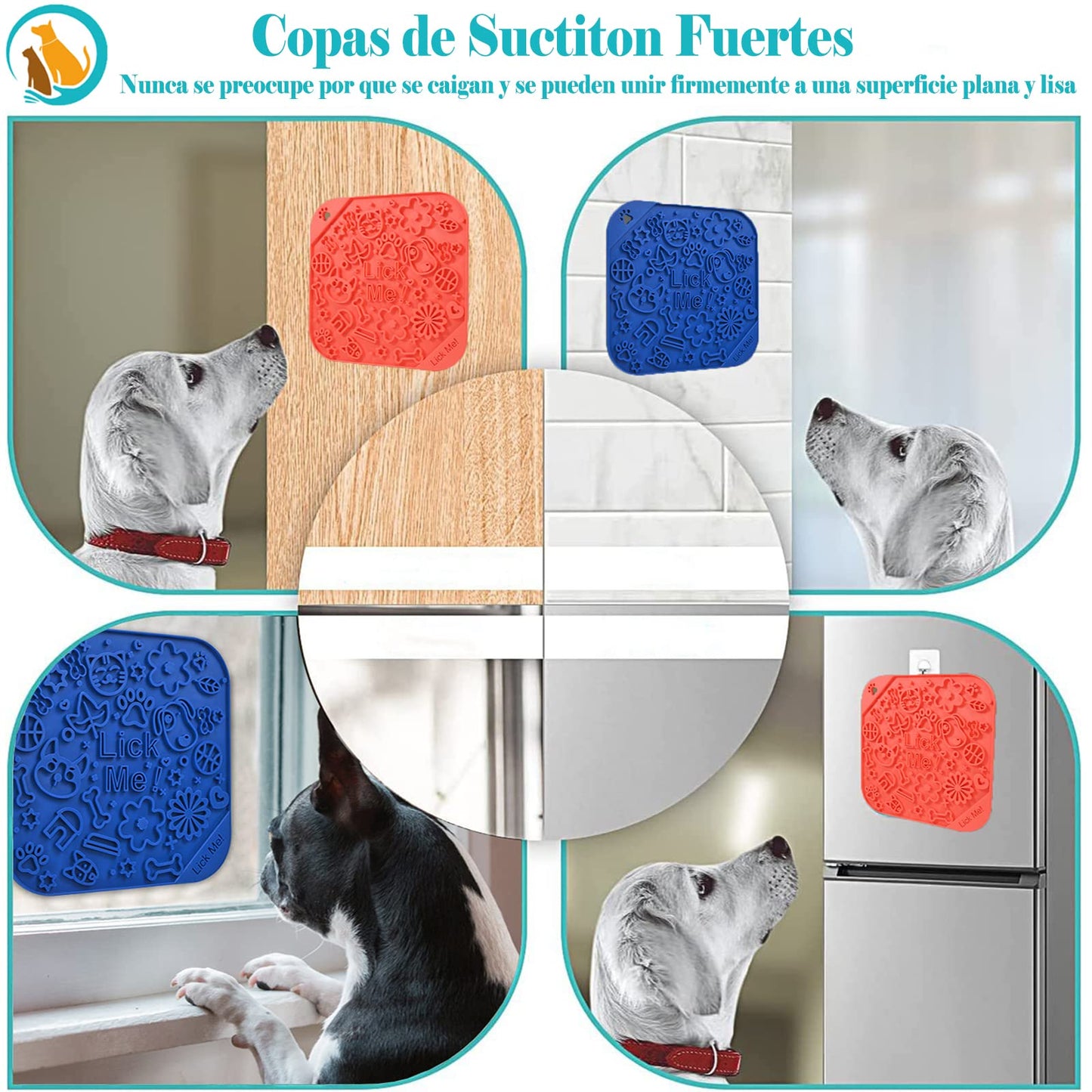 ANGECM8 2 Piezas Tapete para lamer Perros con ventosas, Alfombrilla para lamer con Raspador De Silicona,Alimentador Lento para aliviar la ansiedad por bañar y acicalar a Las Mascotas