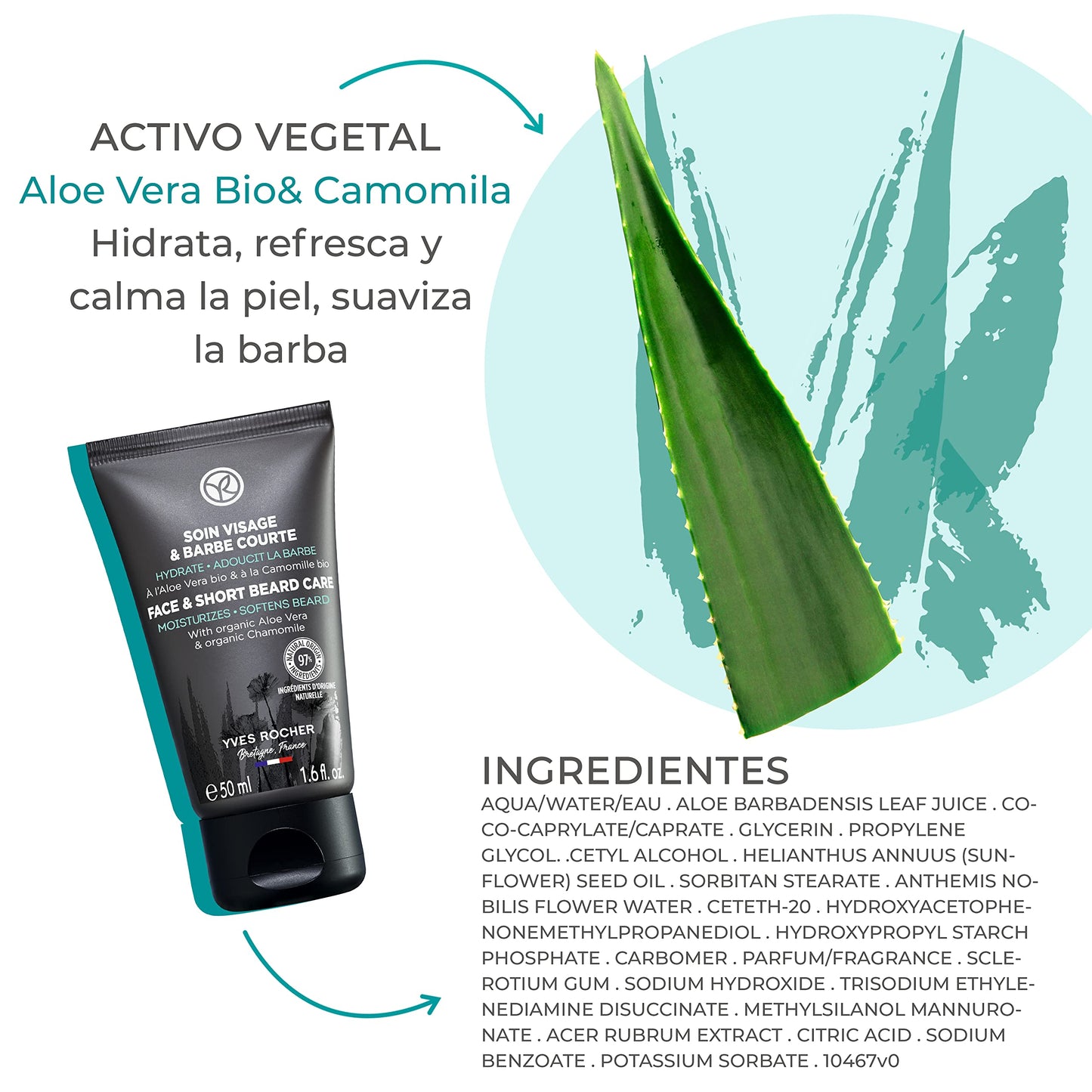 Yves Rocher Crema en Gel para Rostro y Barba (50 ml)
