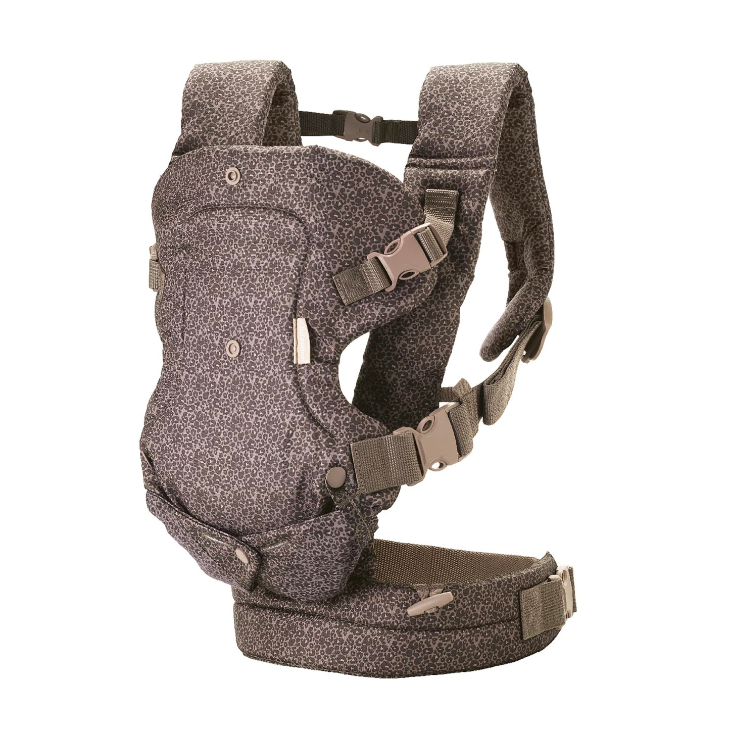 Infantino Flip Advanced Portabebés 4 en 1 – Ergonómico, Convertible, frontal y frontal hacia fuera Portabebés delantero y trasero para recién nacidos a niños pequeños 8-35 libras, leopardo