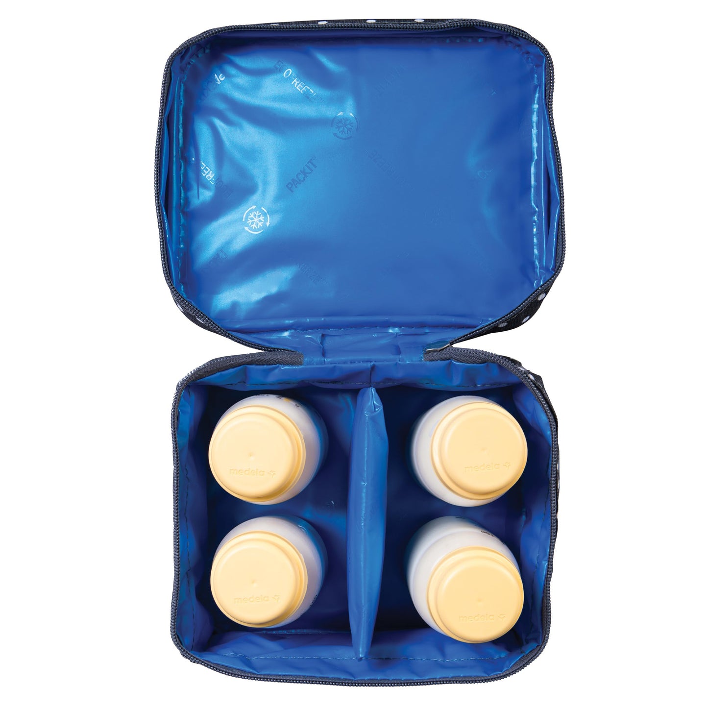 Enfriador de Botellas PackIt Lunares con Tecnología EcoFreeze Plegable, Reutilizable y Asa Superior para Leche Materna y Fórmula