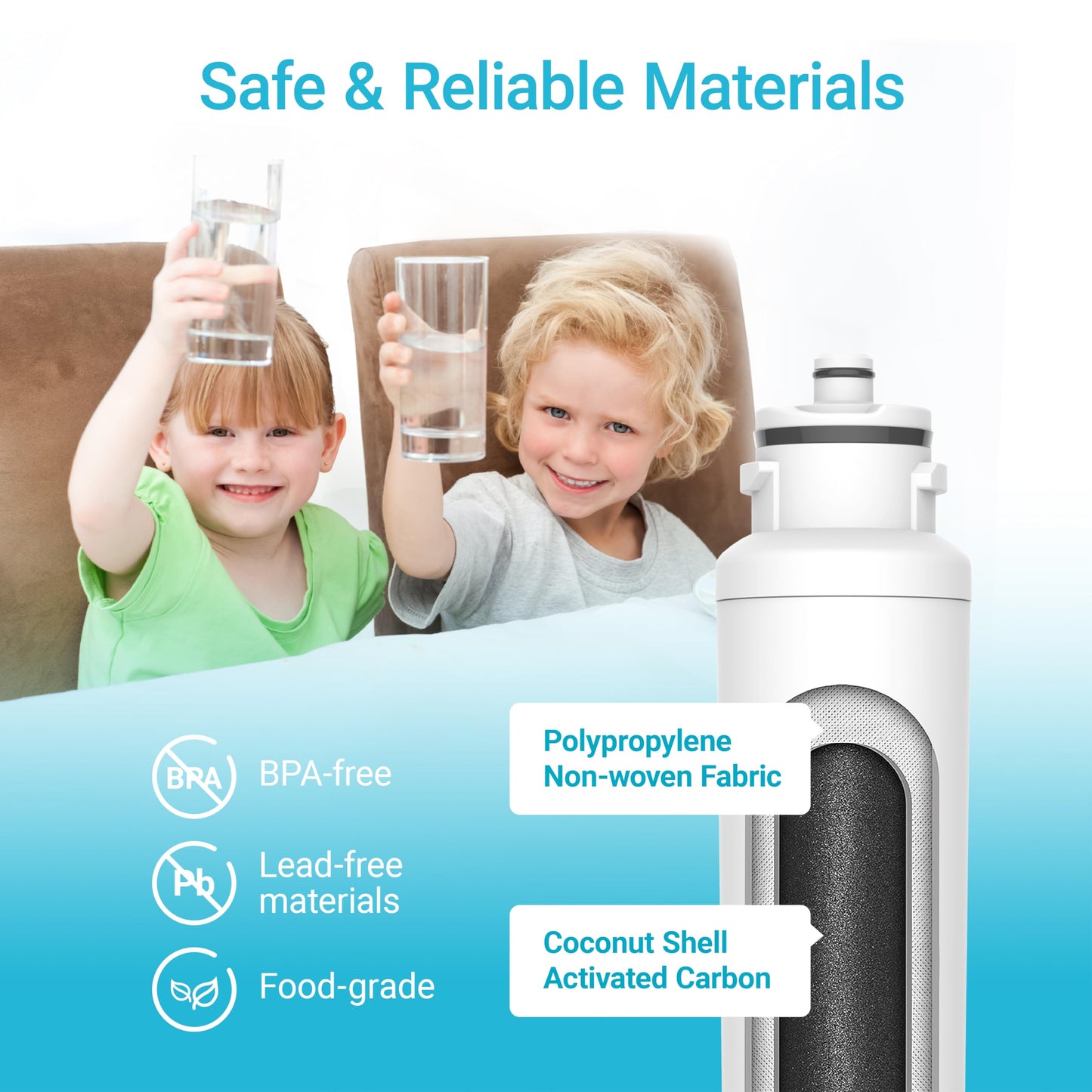 AQUACREST DW2042FR-09 Refrigerator Water Filter, Compatible with Daewoo DW2042FR, Kenmore 46-9130, DW2042FR-09, Aqua Crystal DW2042F-09