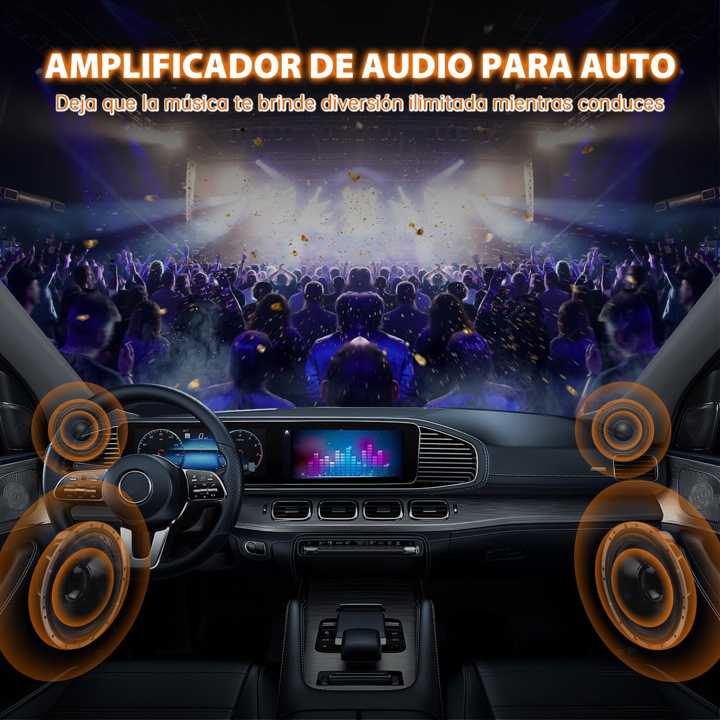 AUDISHAKO 1000W Amplificador de Audio de 4 Canales,Amplificador para Auto de Clase A/B, 2 Ohm 130W x 4 Canales para Motocicletas, Coches Deportivos y Otros Sistemas de Audio para Coche