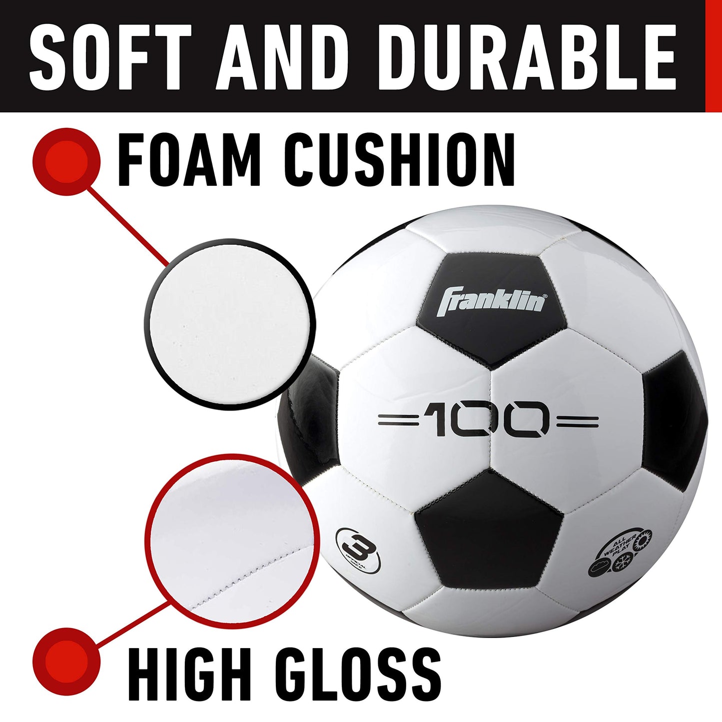 Franklin Sports Competition F-100 Balón de fútbol, Tamaño 3, 12 balones desinflados con Bomba, Blanco, 3
